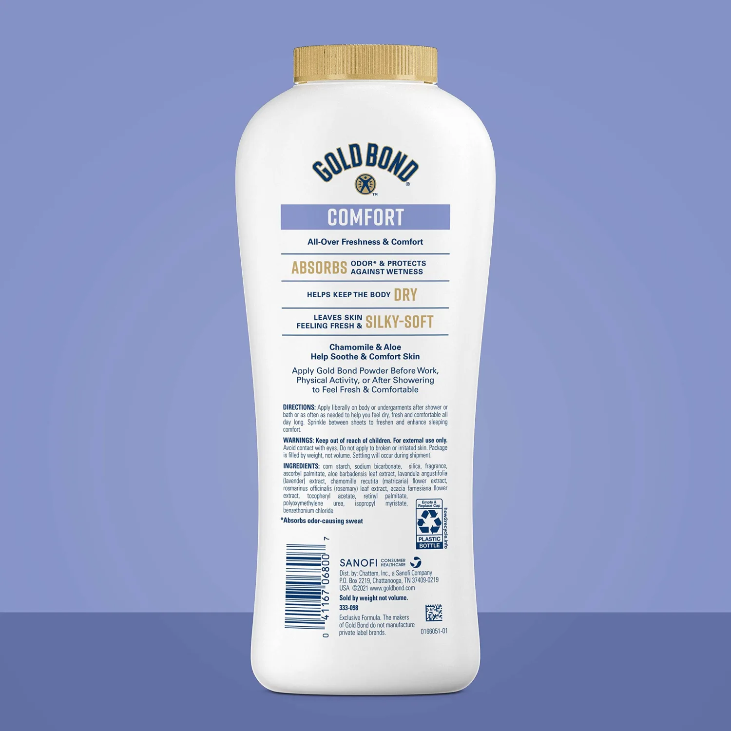 Gold Bond Comfort Body Powder for Men and Women, 10 oz., Talc-Free, Fresh Clean Scent With Aloe & Chamomile (Pack of 2)