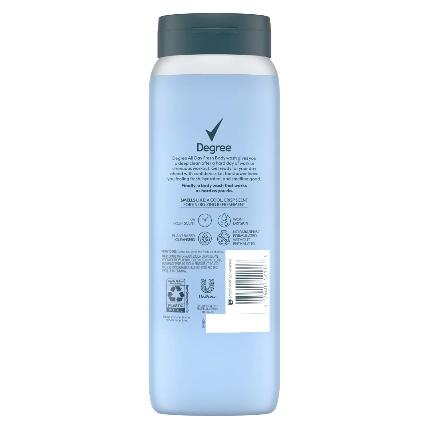 Degree All Day Fresh Body Wash Cool Rush Deep Cleansing 20 FO 20 fl oz