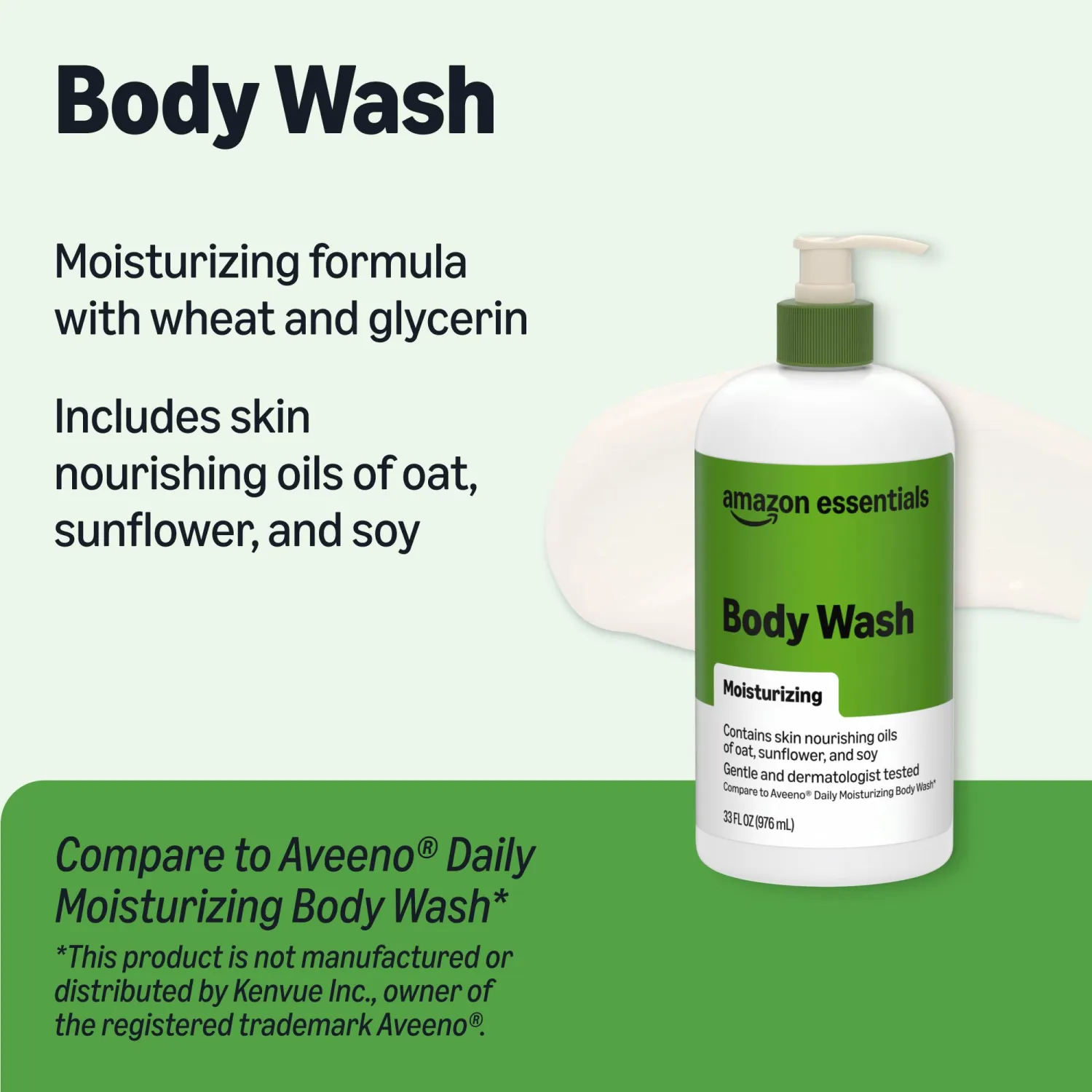 Amazon Essentials Body Wash, Moisturizing with Skin Nourishing Oils, Contains Oat Oil and Sunflower Oil, 33 Fl Oz, Pack of 1
