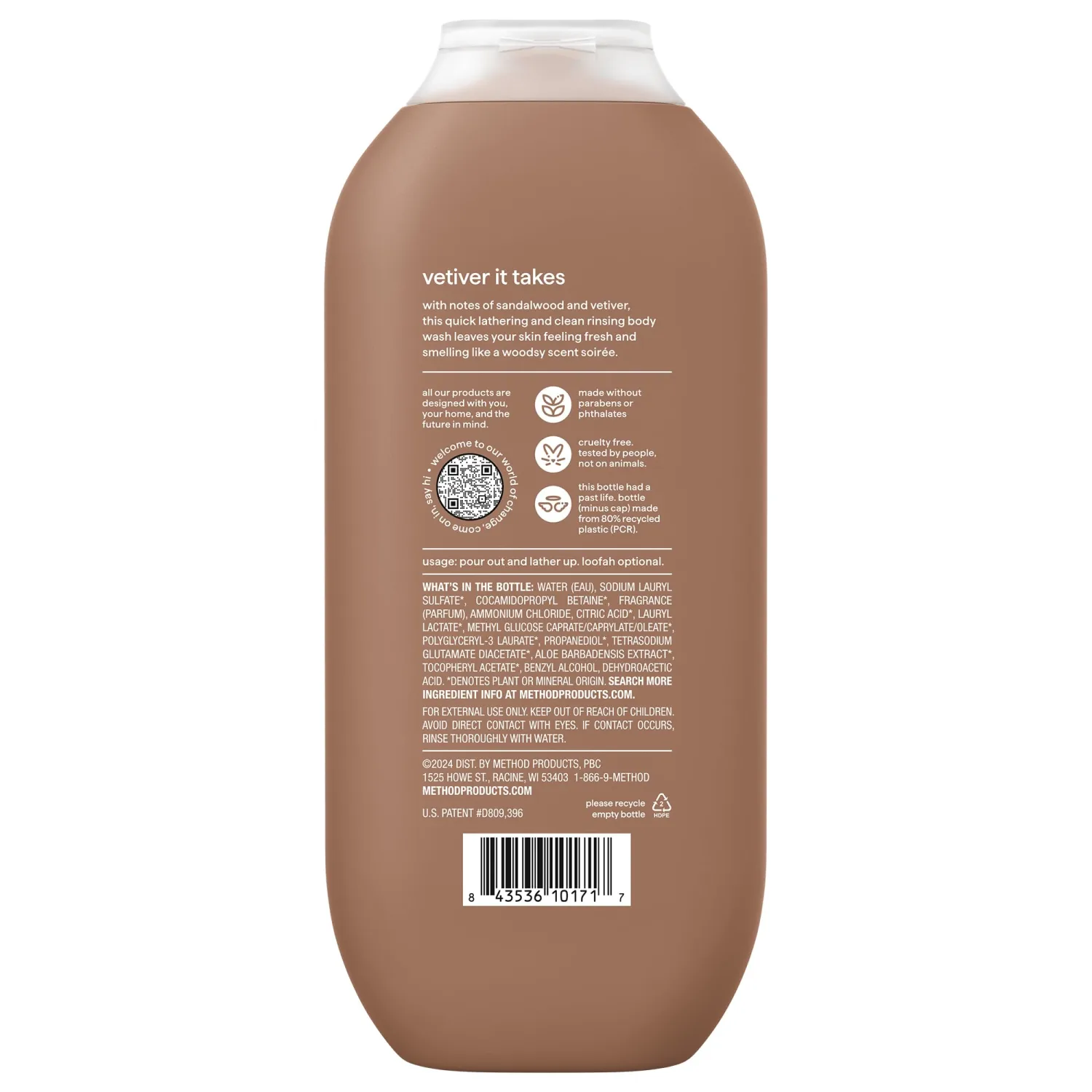 method Men’s Body Wash, Sandalwood + Vetiver, 18 fl oz
