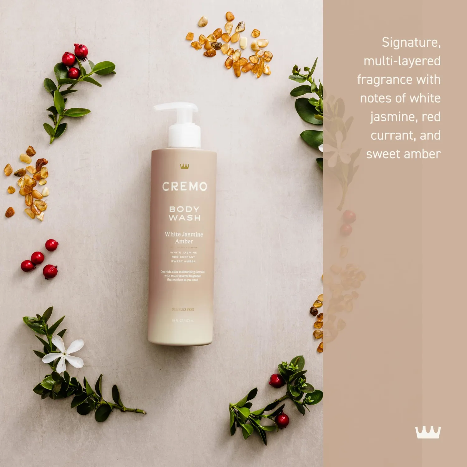 Cremo Body Wash for Women, White Jasmine Amber, 16 Fl Oz