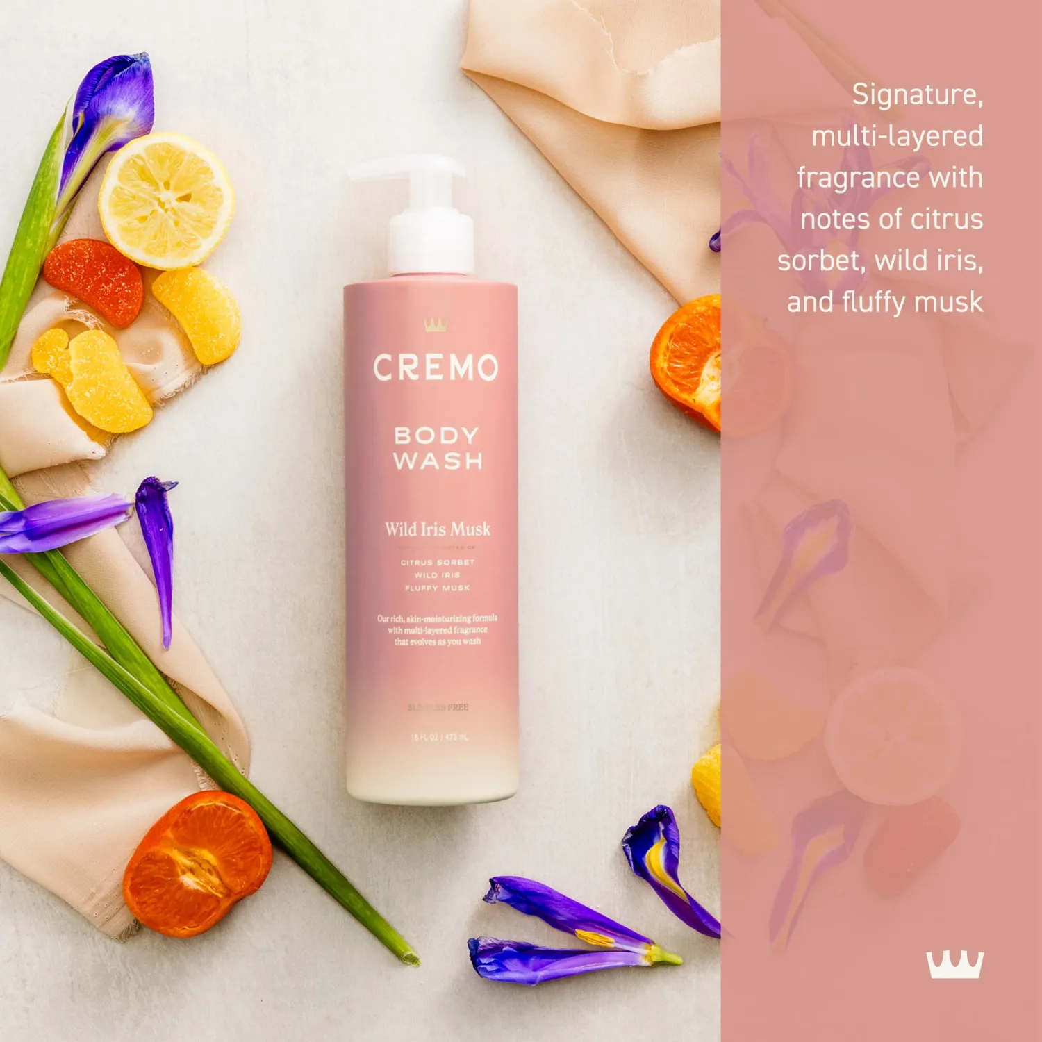 Cremo Body Wash for Women, Wild Iris Musk, 16 Fl Oz