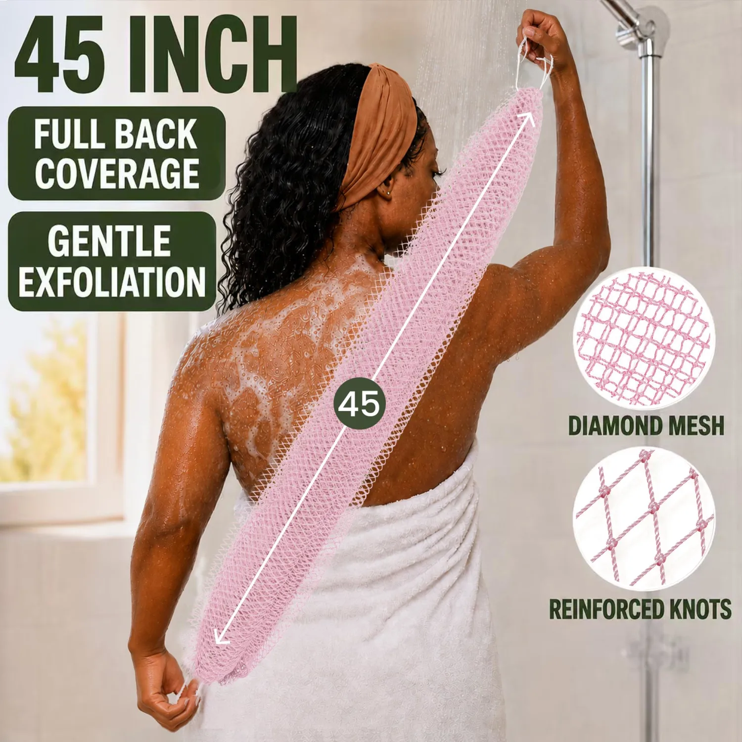 SubSahara African Net Sponge, 2 Pack 45-Inch Exfoliating Body Scrubber