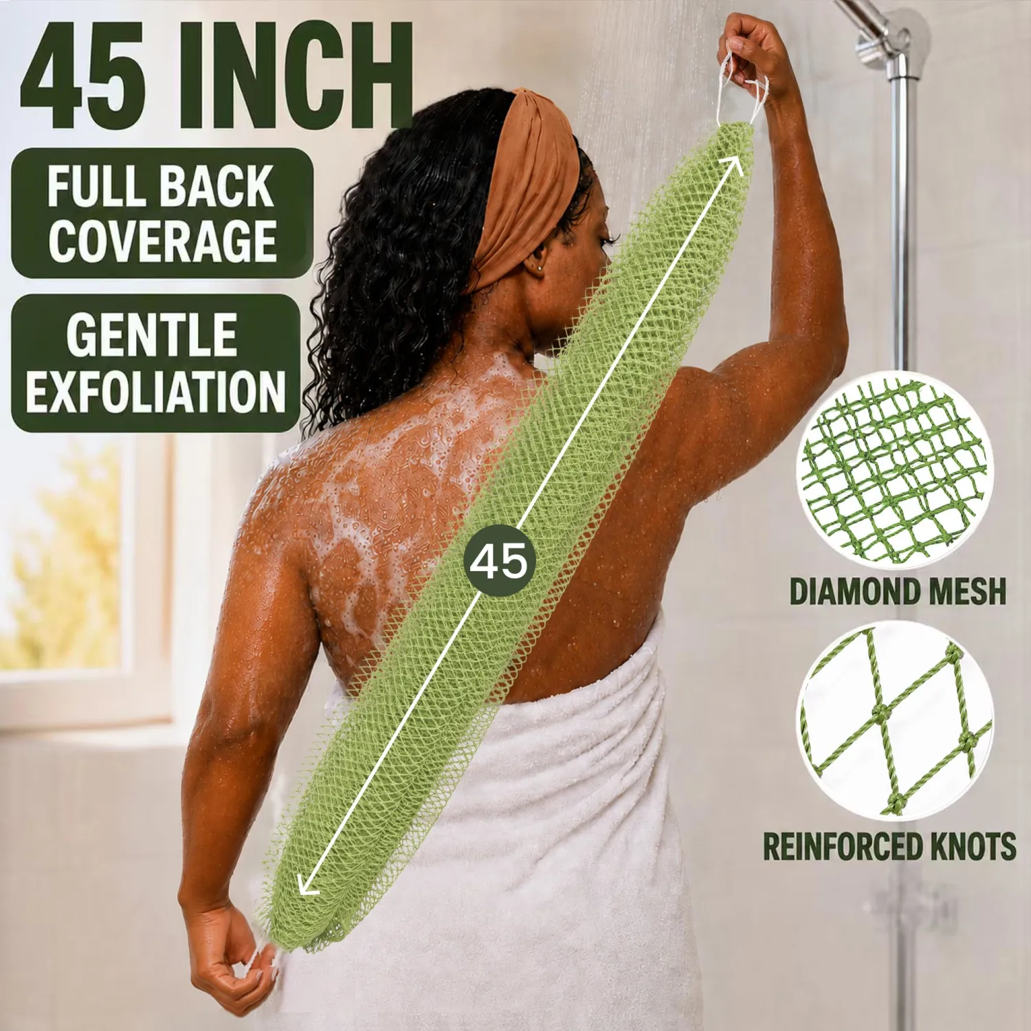 SubSahara African Net Sponge, 2 Pack 45-Inch Exfoliating Body Scrubber