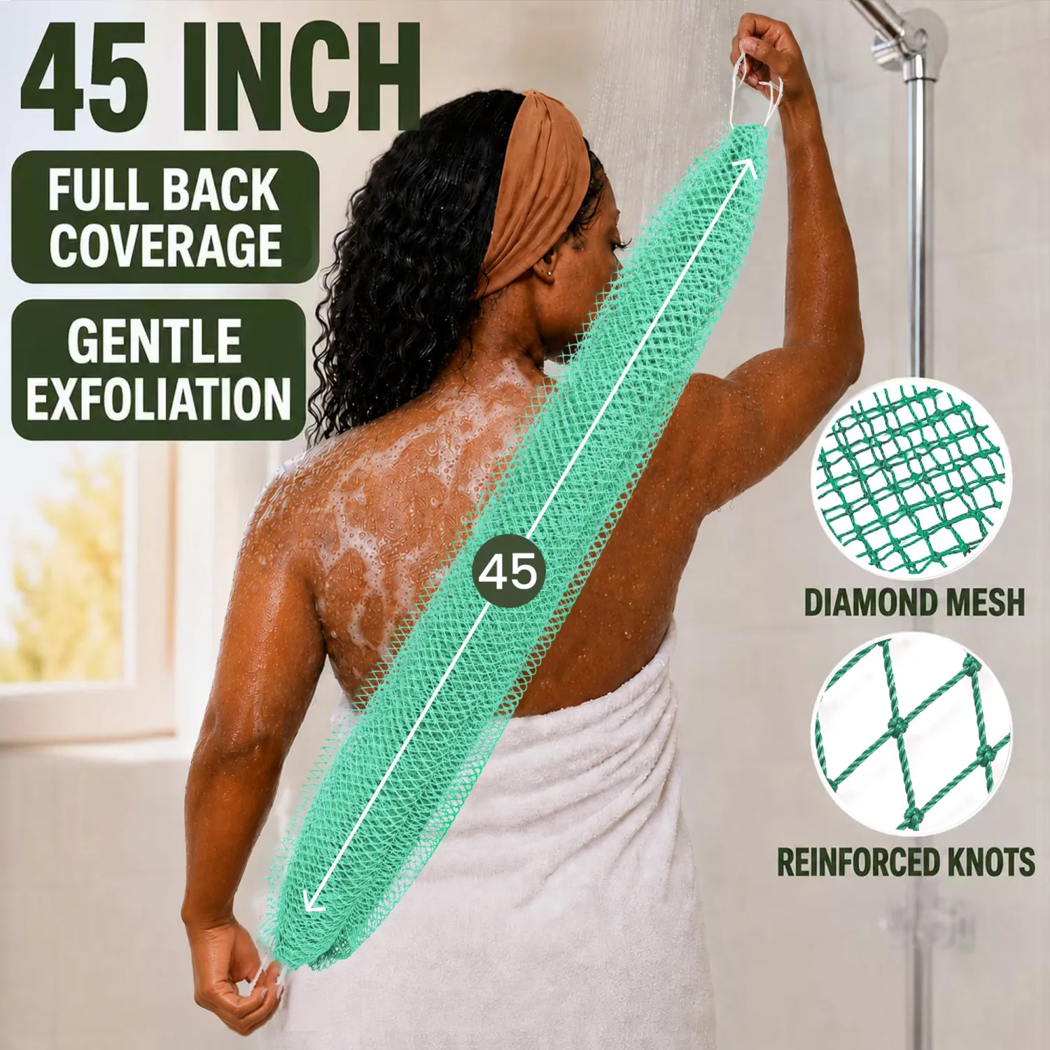SubSahara African Net Sponge, 2 Pack 45-Inch Exfoliating Body Scrubber