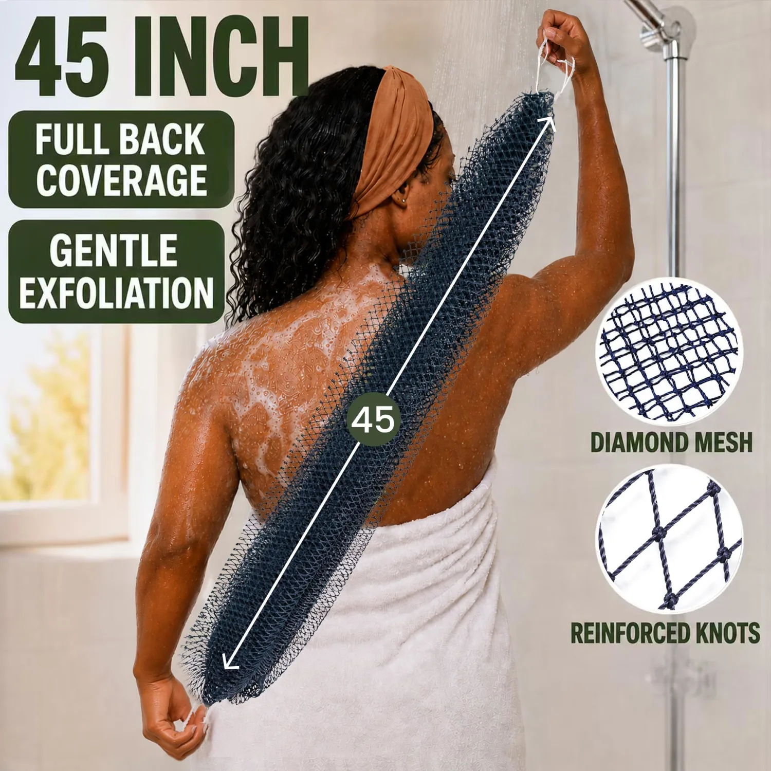 SubSahara African Net Sponge, 2 Pack 45-Inch Exfoliating Body Scrubber