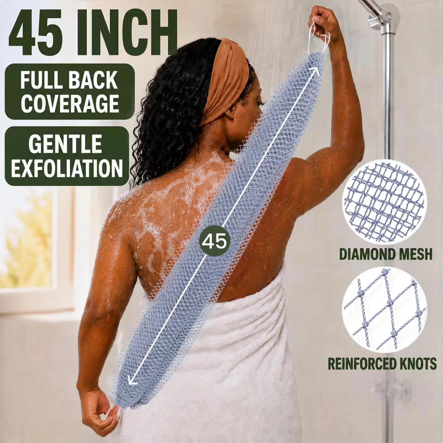 SubSahara African Net Sponge, 2 Pack 45-Inch Exfoliating Body Scrubber
