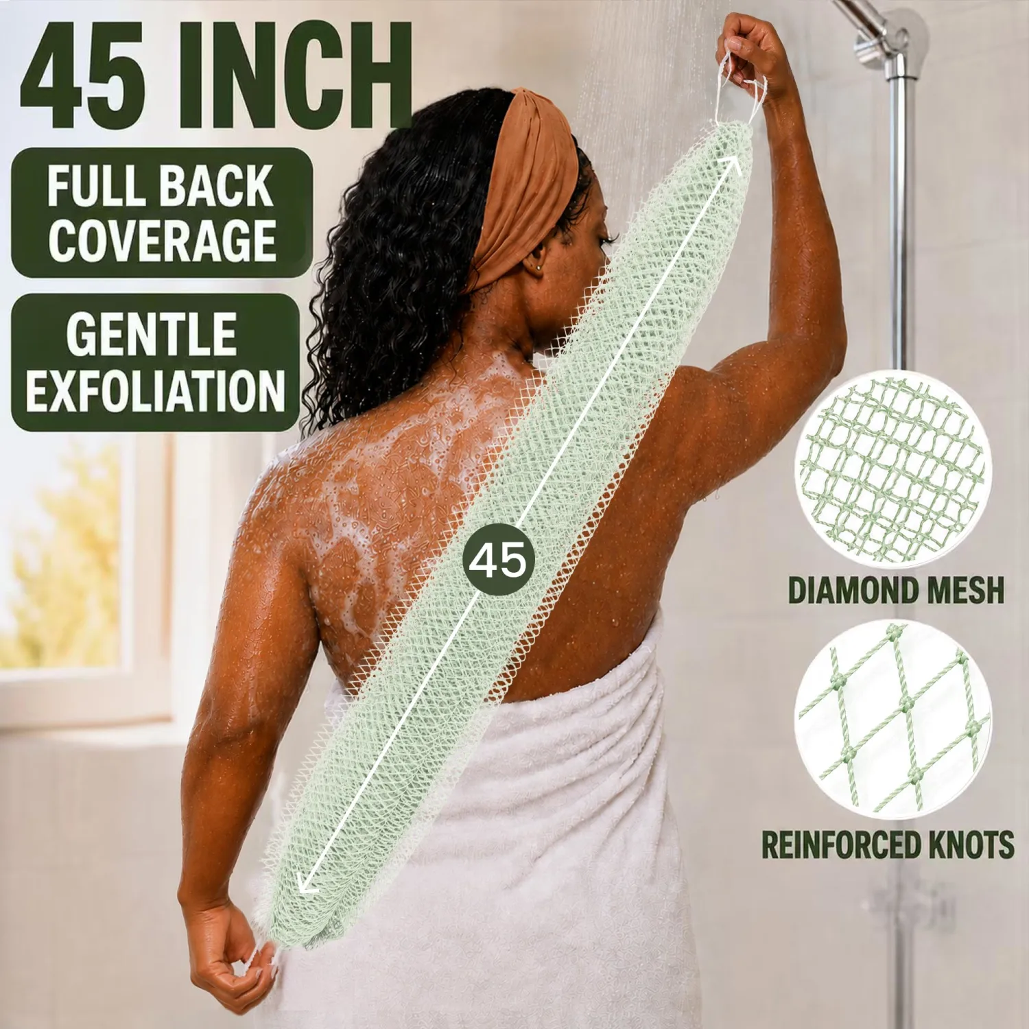 SubSahara African Net Sponge, 2 Pack 45-Inch Exfoliating Body Scrubber