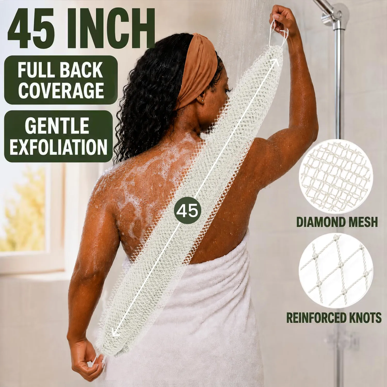 SubSahara African Net Sponge, 3 Pack 45-Inch Exfoliating Body Scrubber