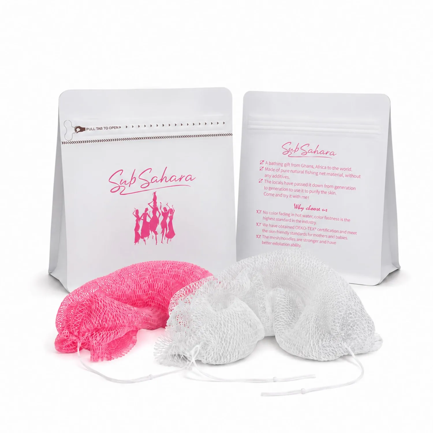 SubSahara African Net Sponge 2 Pack,45-Inch Body & Back Scrubber