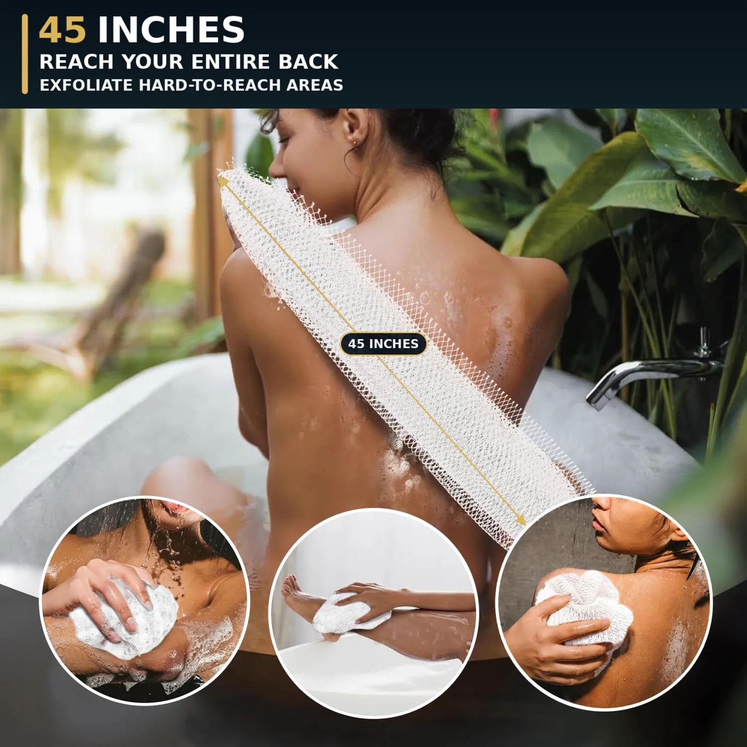 SubSahara African Net Sponge 2 Pack,45-Inch Body & Back Scrubber