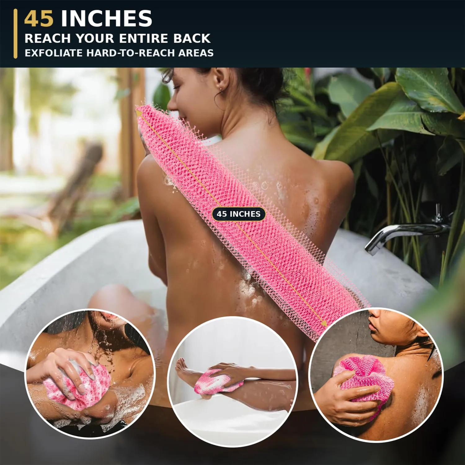 SubSahara African Net Sponge 2 Pack,45-Inch Body & Back Scrubber
