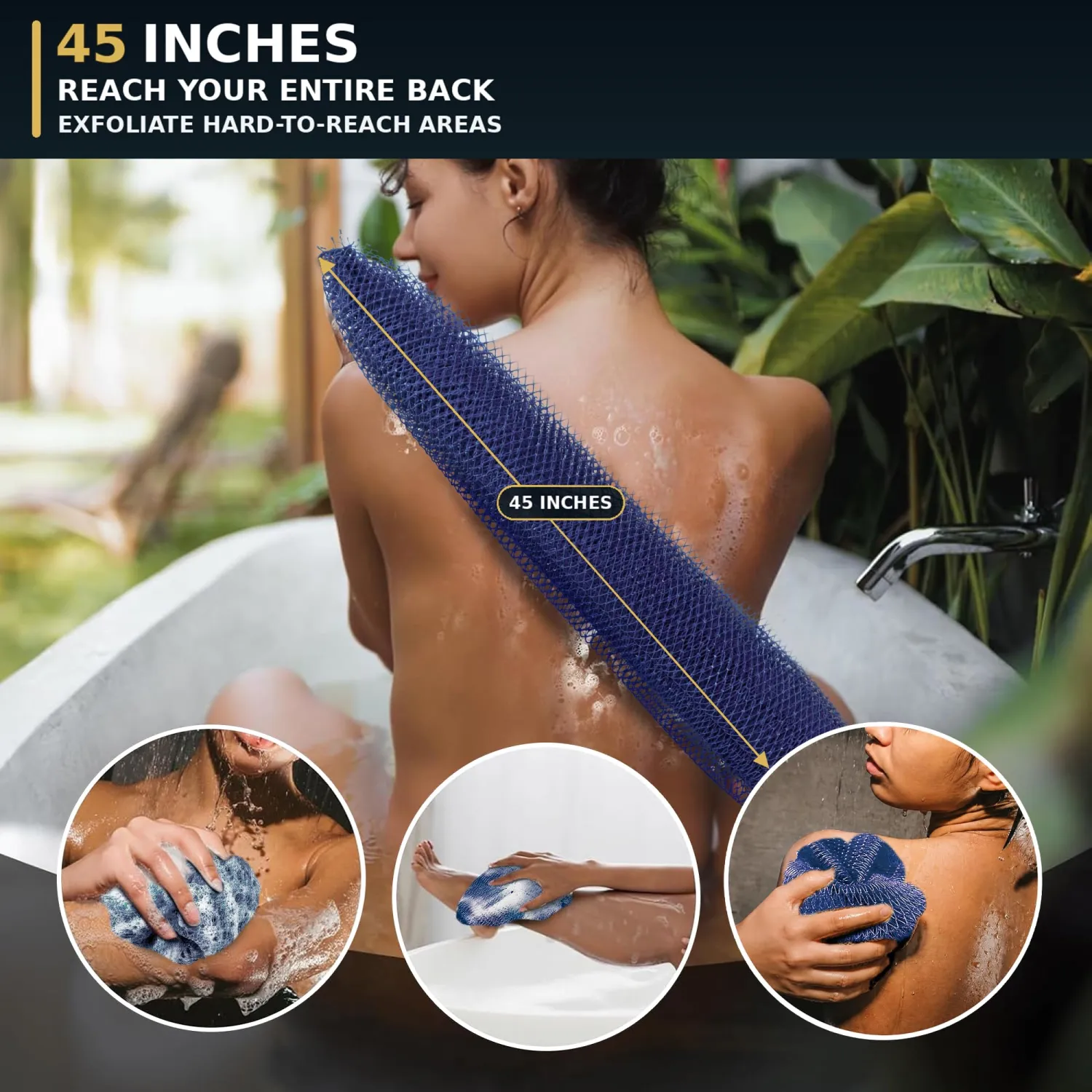 SubSahara African Net Sponge 2 Pack,45-Inch Body & Back Scrubber