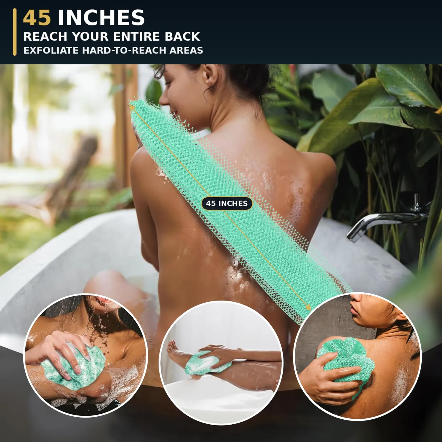 SubSahara African Net Sponge 2 Pack,45-Inch Body & Back Scrubber