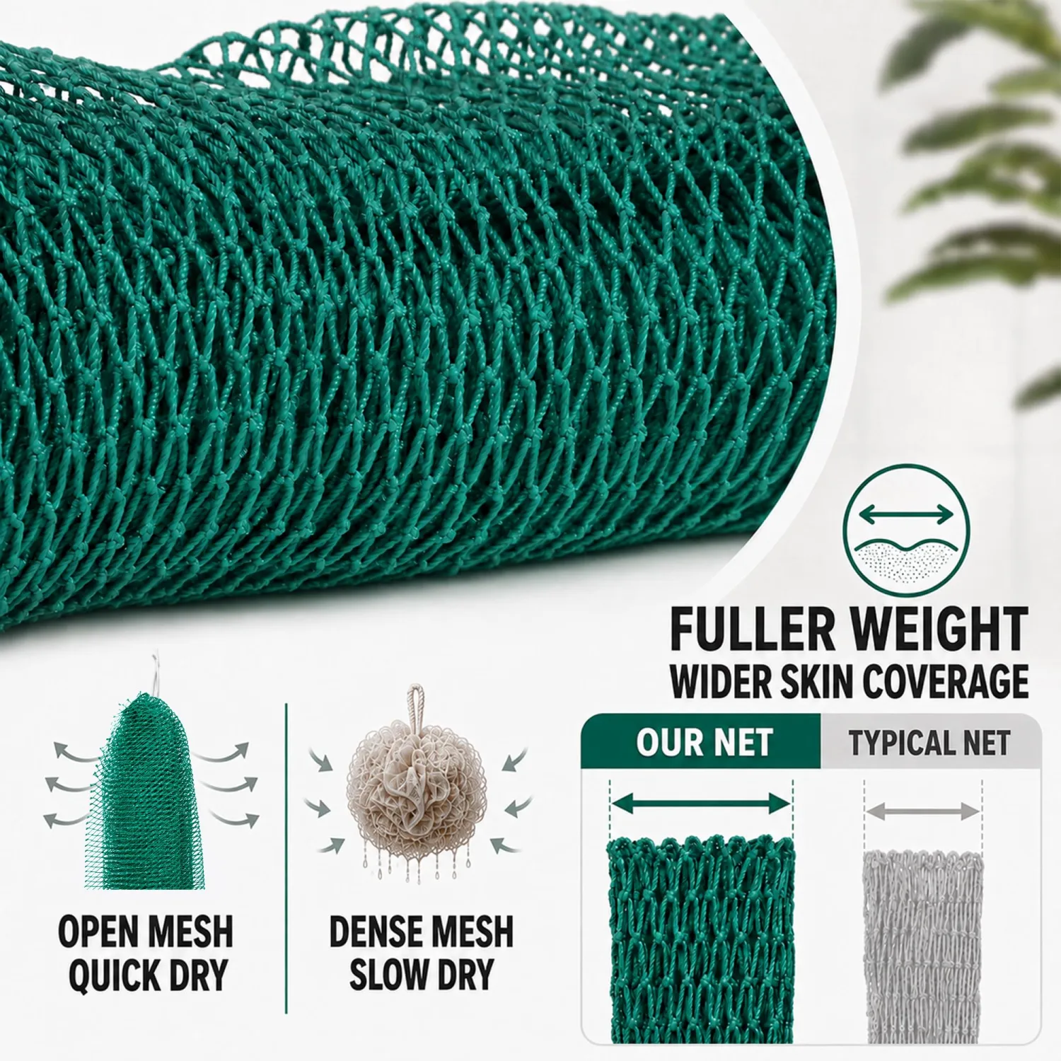 SubSahara African Net Sponge 2 Pack,45-Inch Body & Back Scrubber
