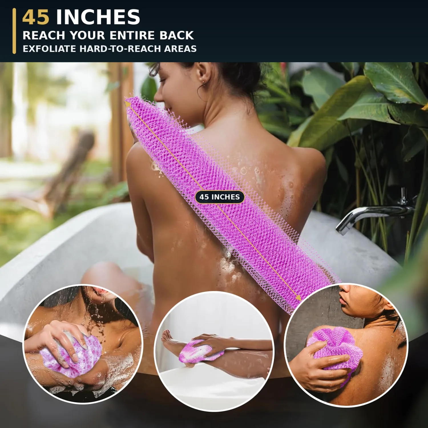 SubSahara African Net Sponge 2 Pack,45-Inch Body & Back Scrubber