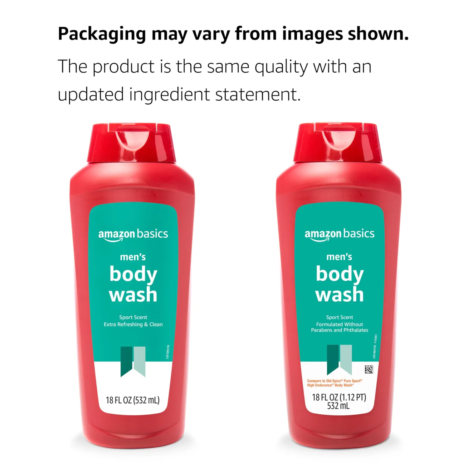 Amazon Basics Men's Body Wash, Sport Scent, Paraben and Phthalate Free, Refreshing Shower Gel, 18 Fluid Ounce (Pack of 2)