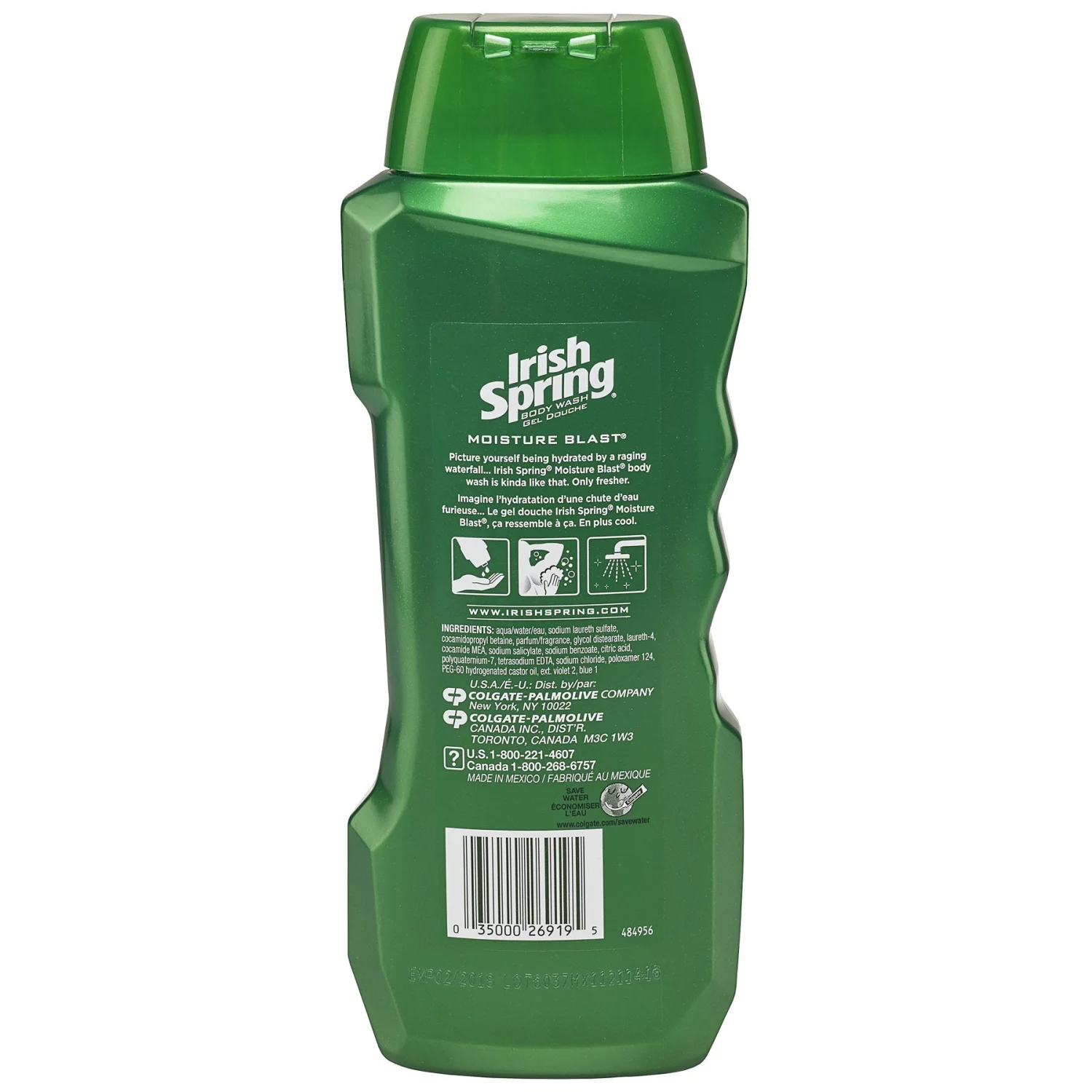 Irish Spring Body Wash, Moisture Blast, 18 fluid ounce, 4 Count (Pack of 1)