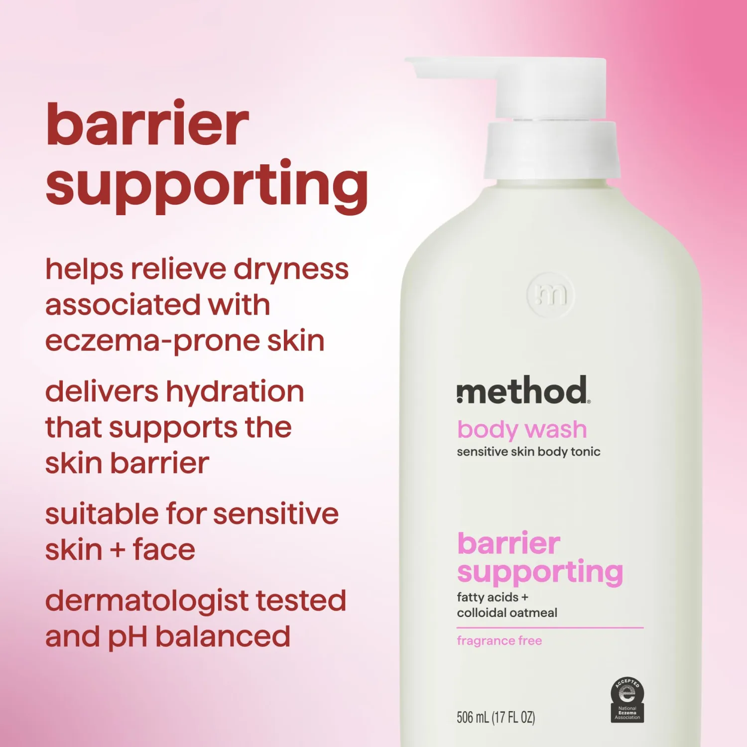 method Barrier Supporting Body Wash, Fragrance-Free, 17 fl oz
