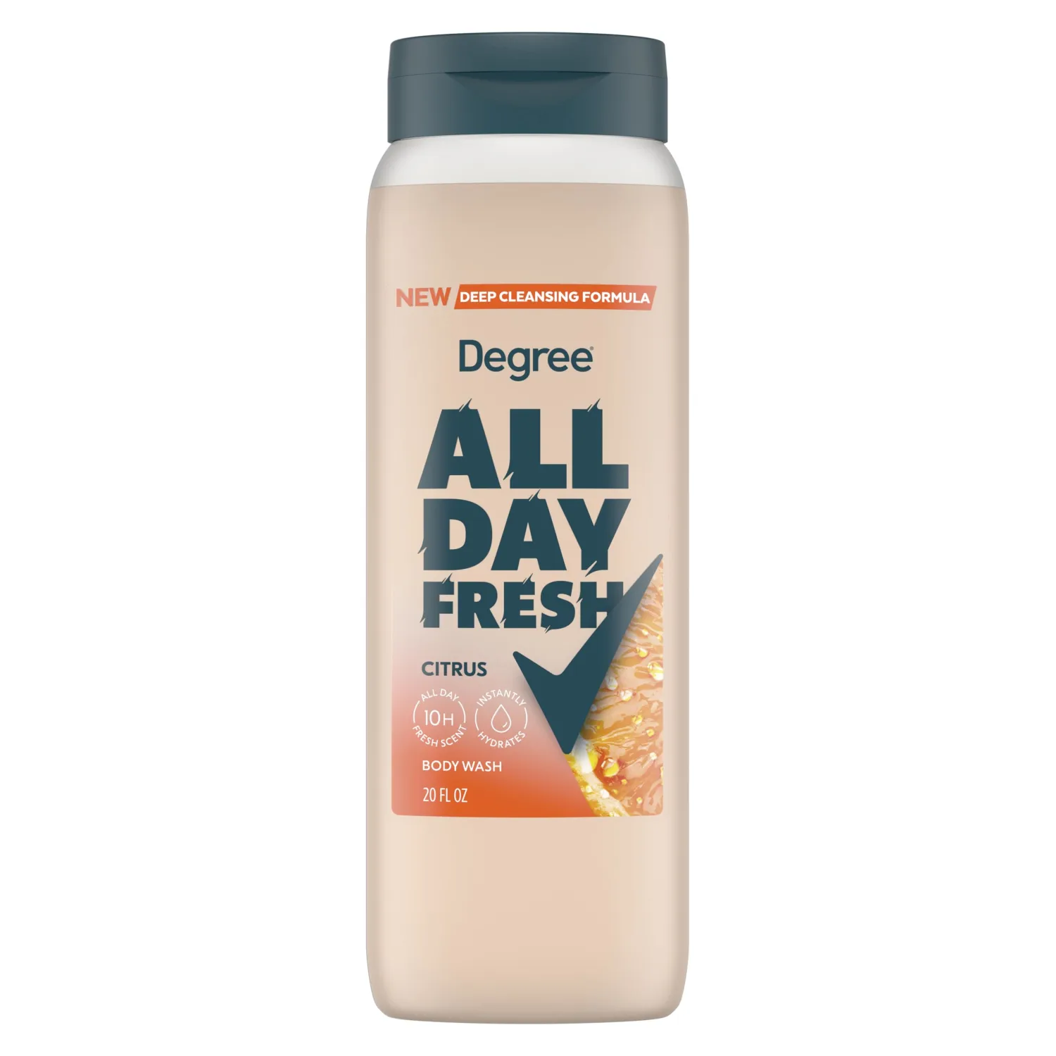 Degree All Day Fresh Body Wash Fresh Citrus Deep Cleansing 20 oz