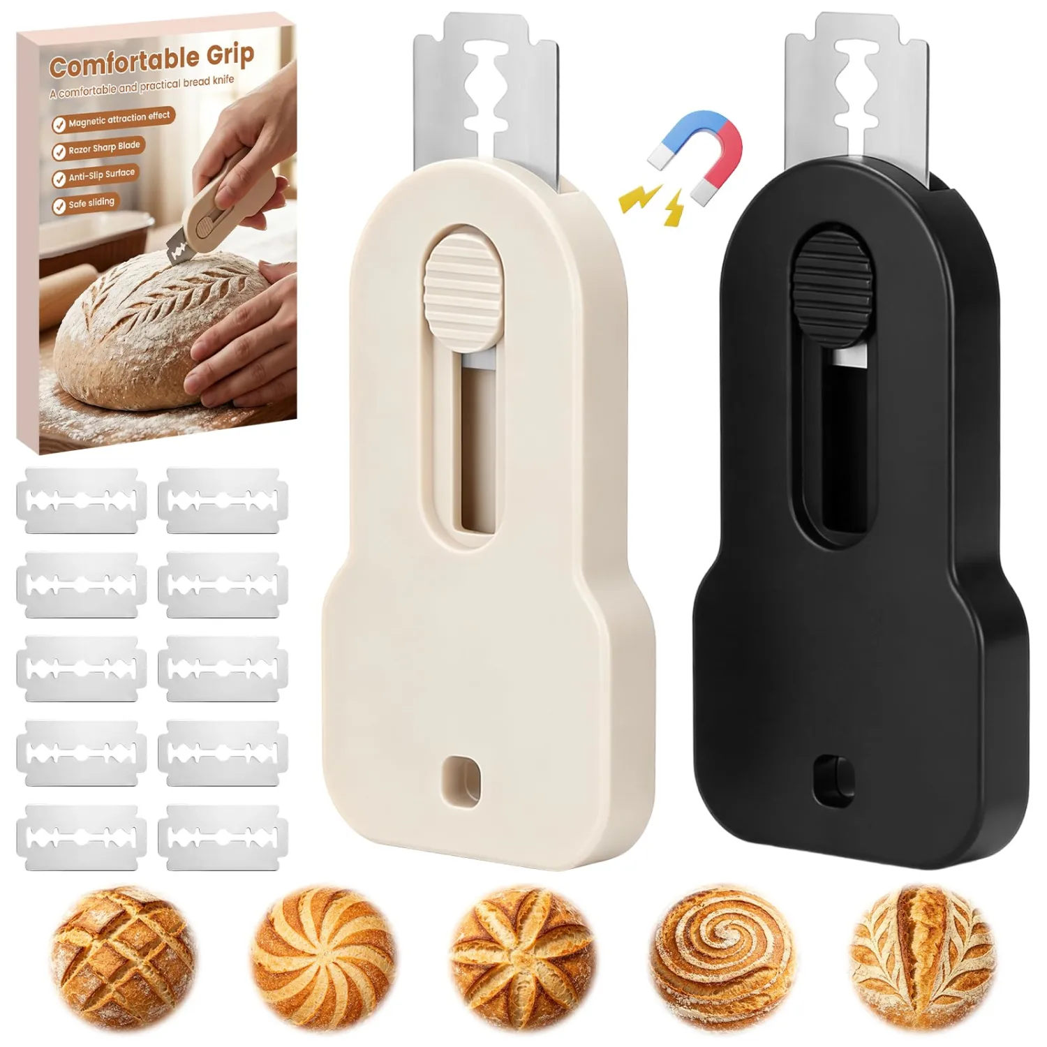 2 Pack Bread Lame,Extractable Bread Sourdough Scoring Tool