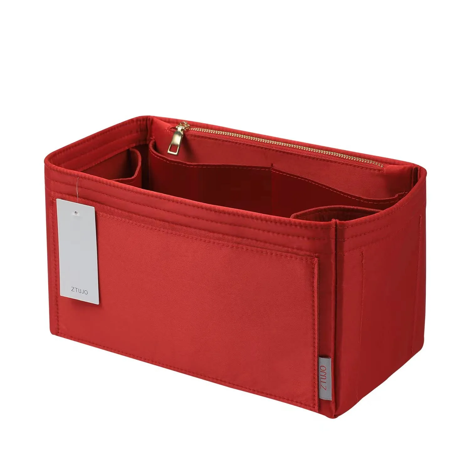 ZTUJO Purse Organizer Insert For Handbags, Silky Touching Bag Organizer Insert With Bottle Holder, Perfect for Speedy, Neverfull, Tote,ONTHEGO,Artsy,Handbag and More (Medium, Silky Red)