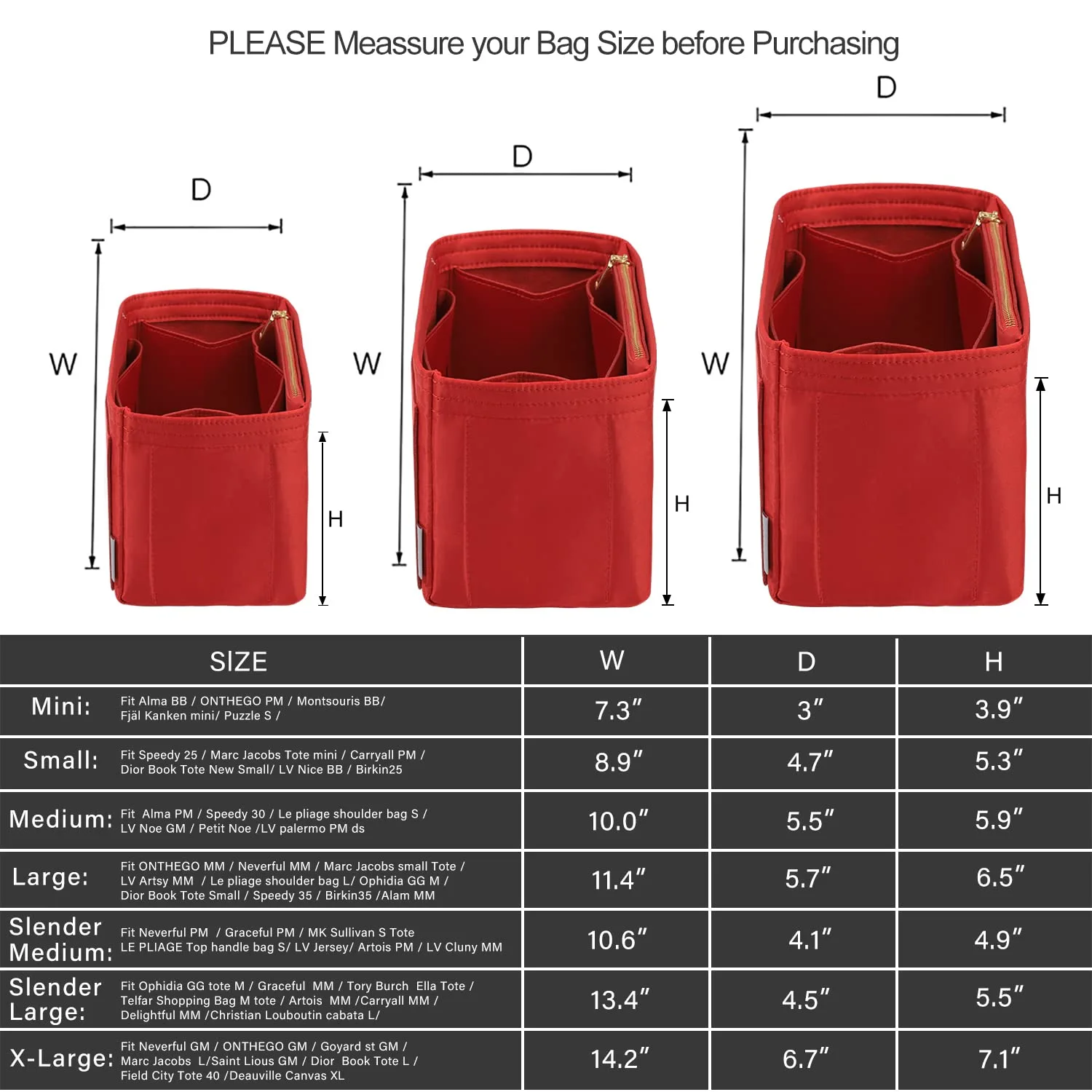 ZTUJO Purse Organizer Insert For Handbags, Silky Touching Bag Organizer Insert With Bottle Holder, Perfect for Speedy, Neverfull, Tote,ONTHEGO,Artsy,Handbag and More (Medium, Silky Red)