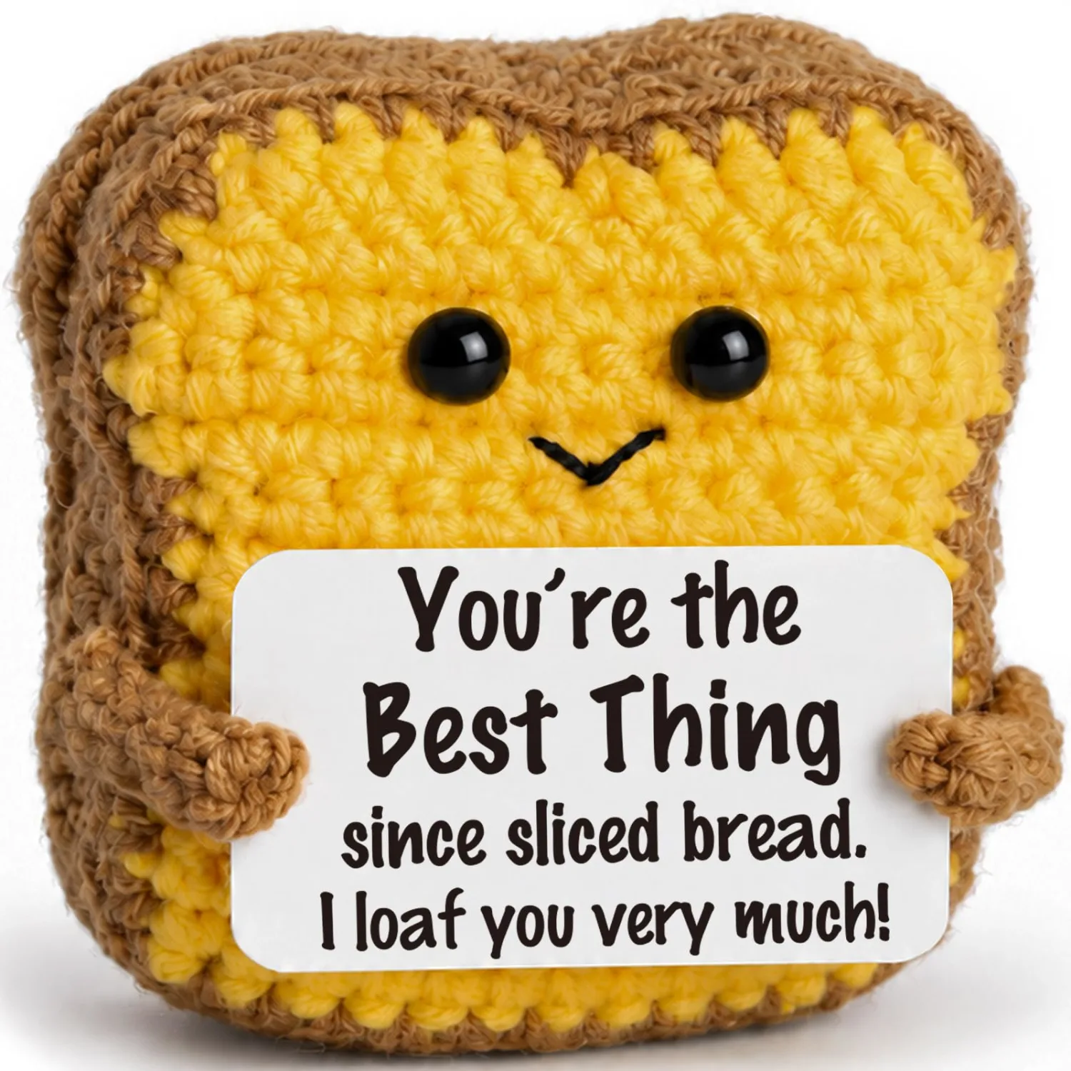 Friendship Gifts for Women,Crochet Toast with Funny “I Loaf You” Message