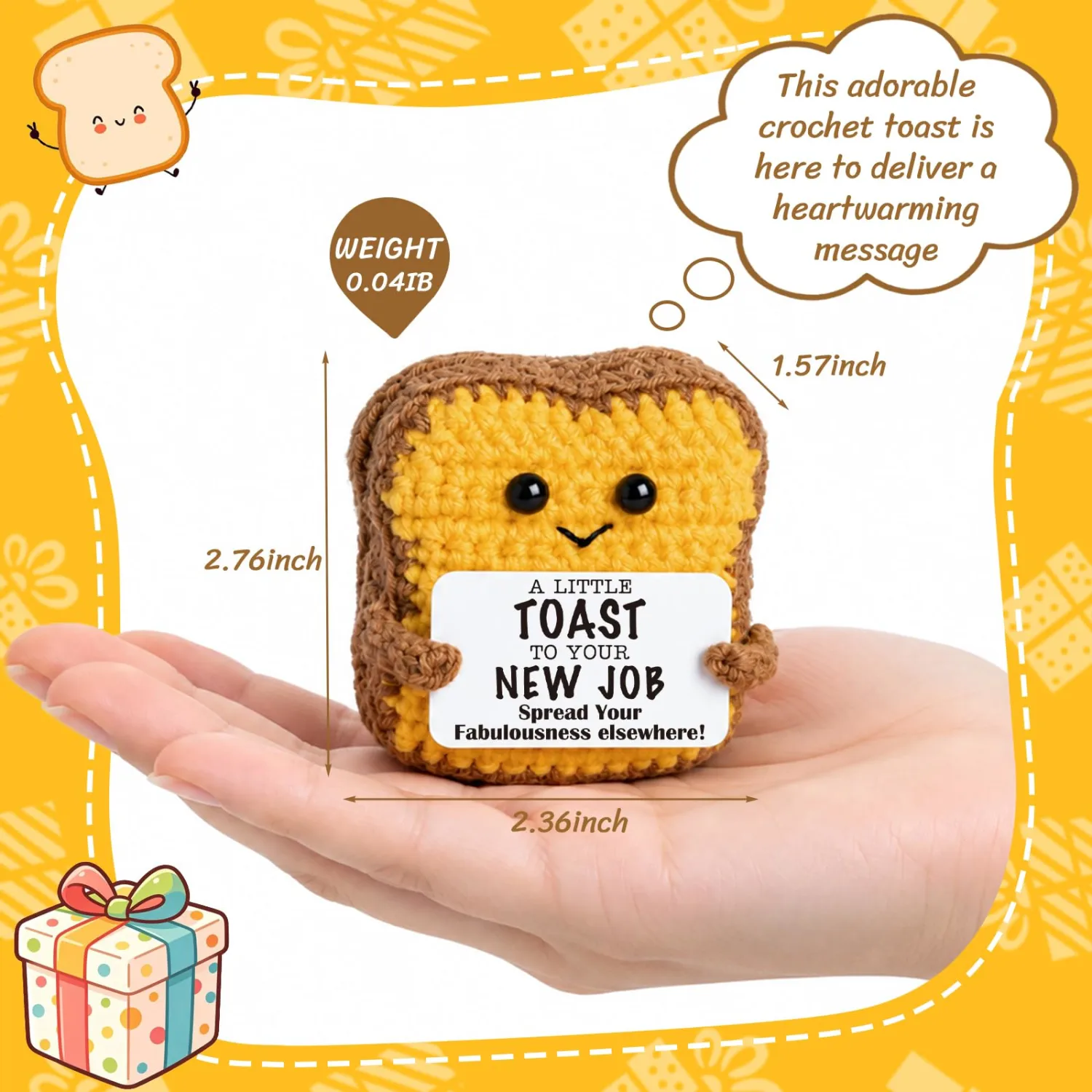 New Job Gifts for Women Men - Funny Crochet Toast Coworker Leaving Present