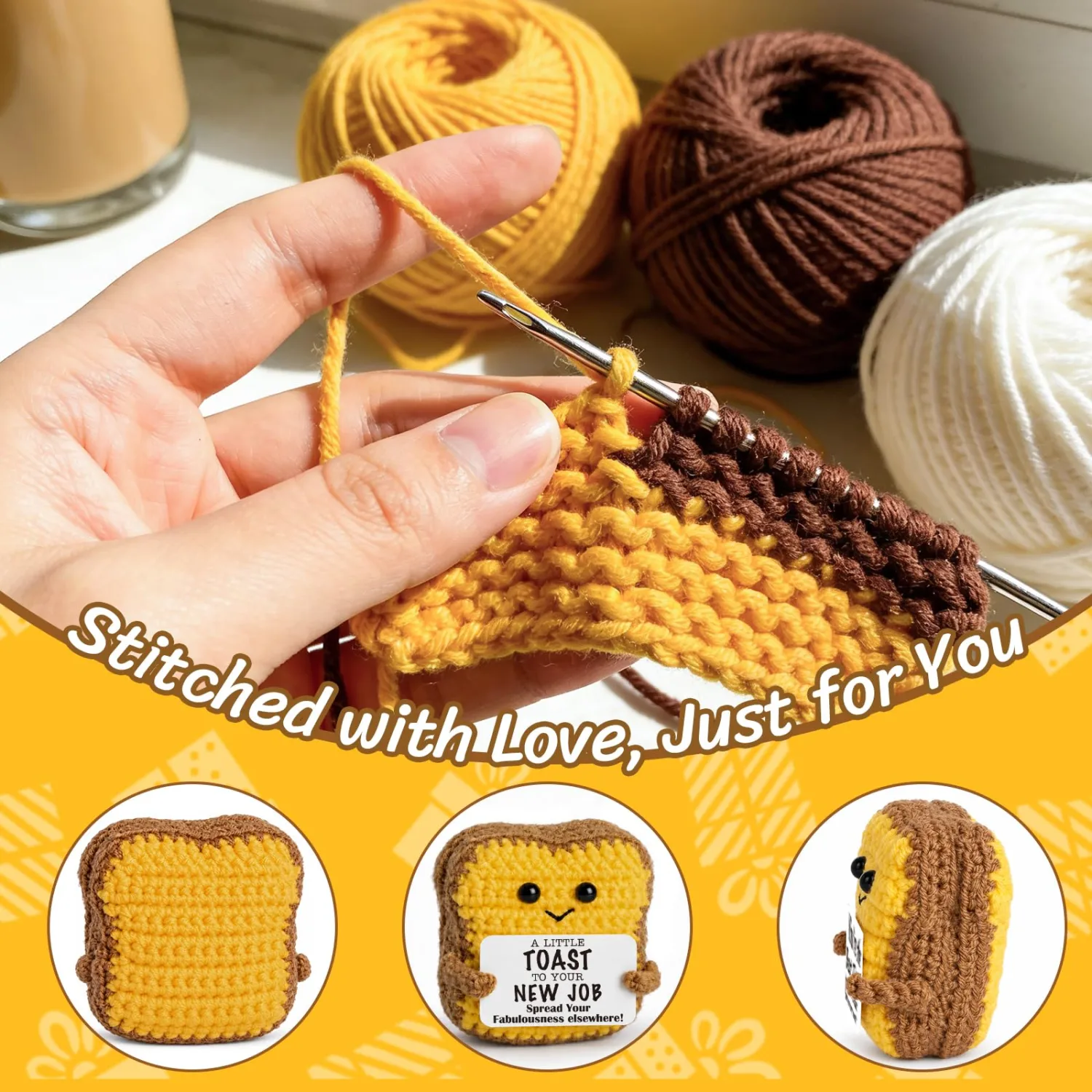 New Job Gifts for Women Men - Funny Crochet Toast Coworker Leaving Present