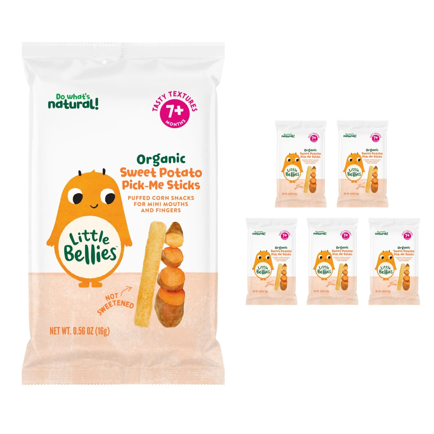 Little Bellies Organic Sweet Potato Pick-Me Sticks Baby Snack (Pack of 5 x 0.56 oz Individual Packs)