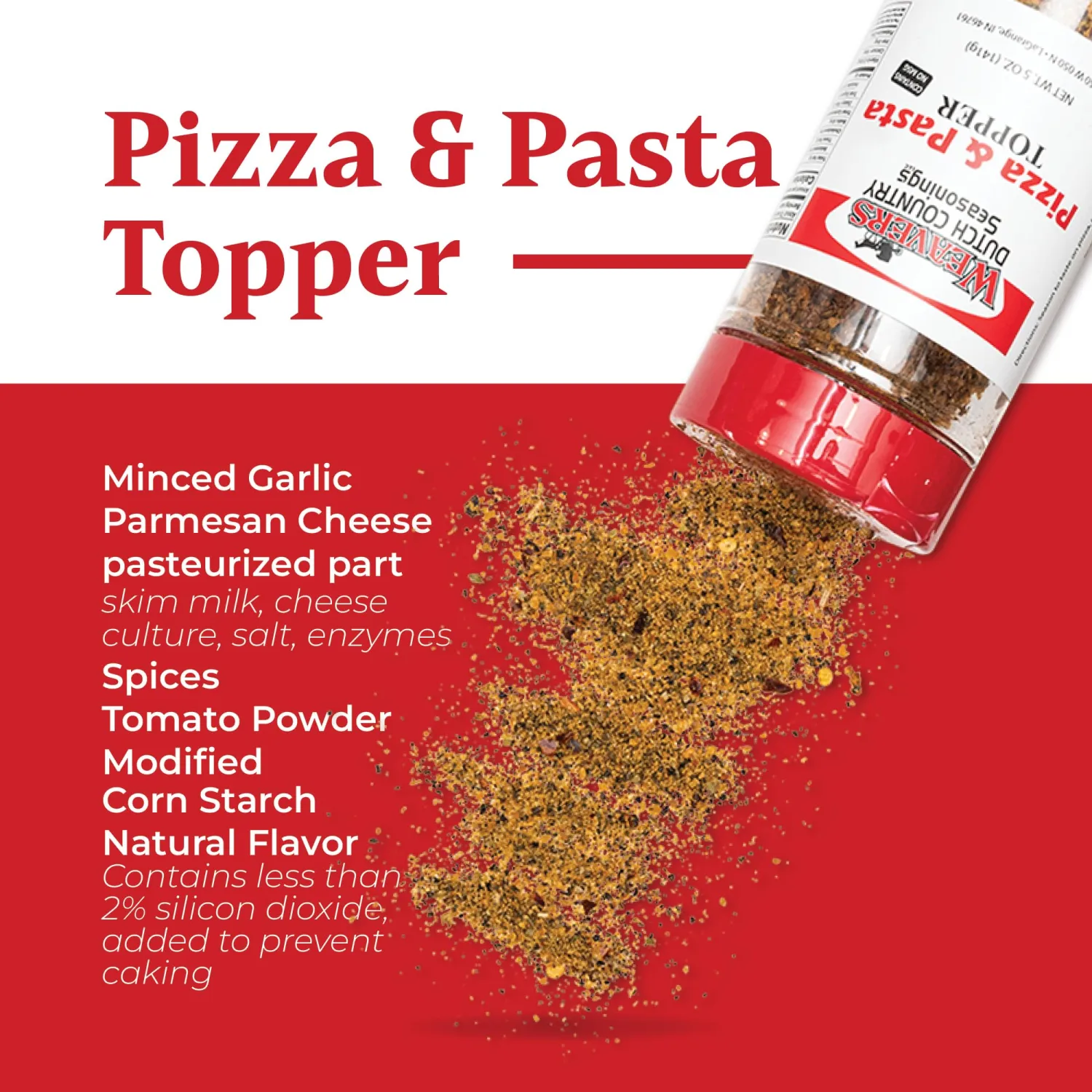 Weaver's Dutch Country Seasonings Garlic Parmesan Pizza & Pasta Topper 5 oz
