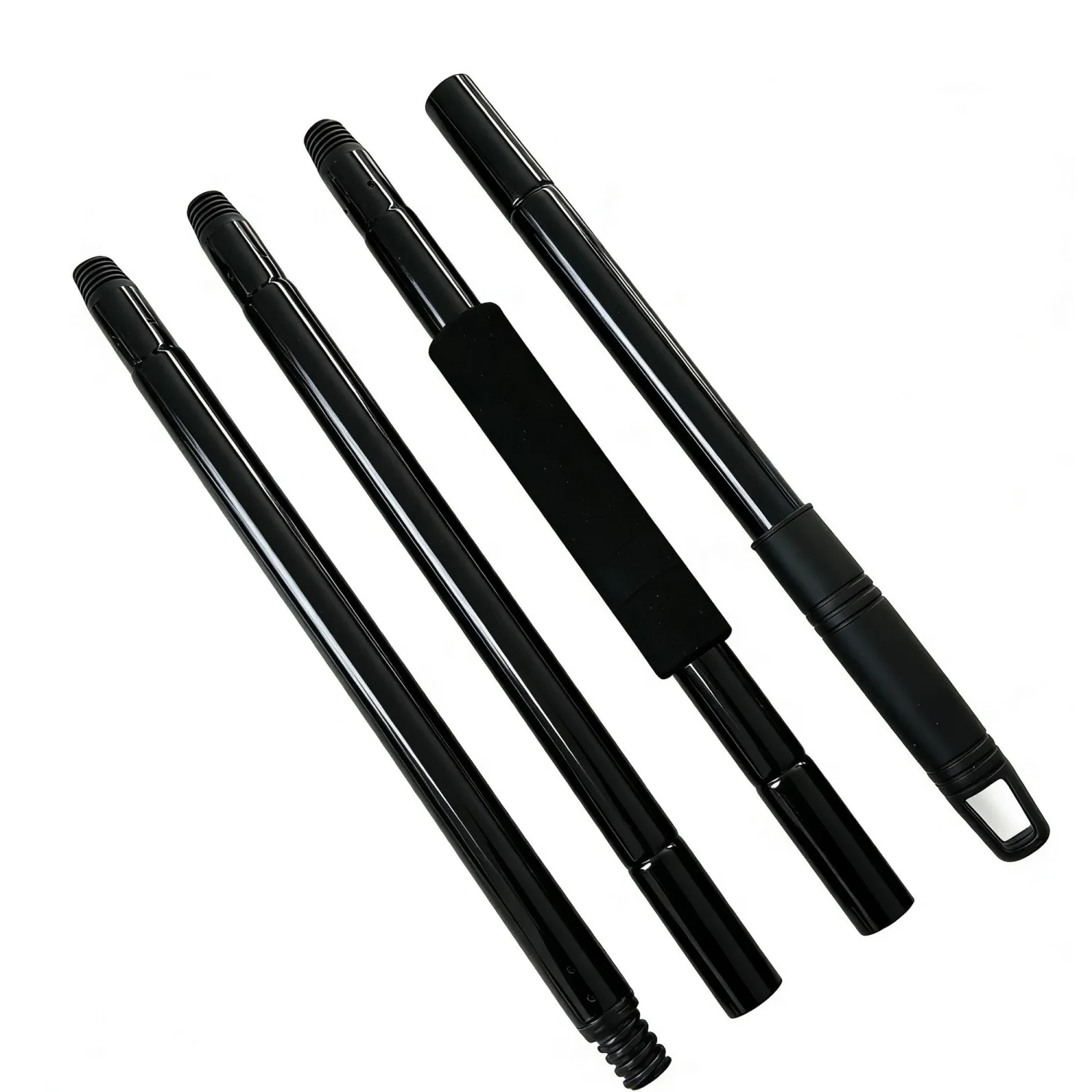 4-Section Mop & Broom Handle, 57 Inch/145cm Heavy Duty Pole with EVA Foam Soft Grip, Standard American Threading, Universal Replacement Handle for Most Mop and Broom Heads (Black)
