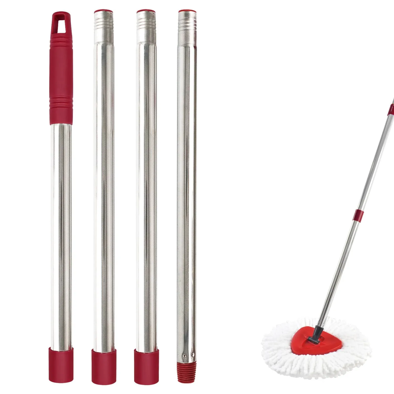 Mop Handle for Ocedar, Mop Handle for O Cedar, Spin Mop Replacement Handle for O Cedar, 4 Section 30" to 58" Mops Handles for Cedar Spin Mops & H2pro Flat Mop