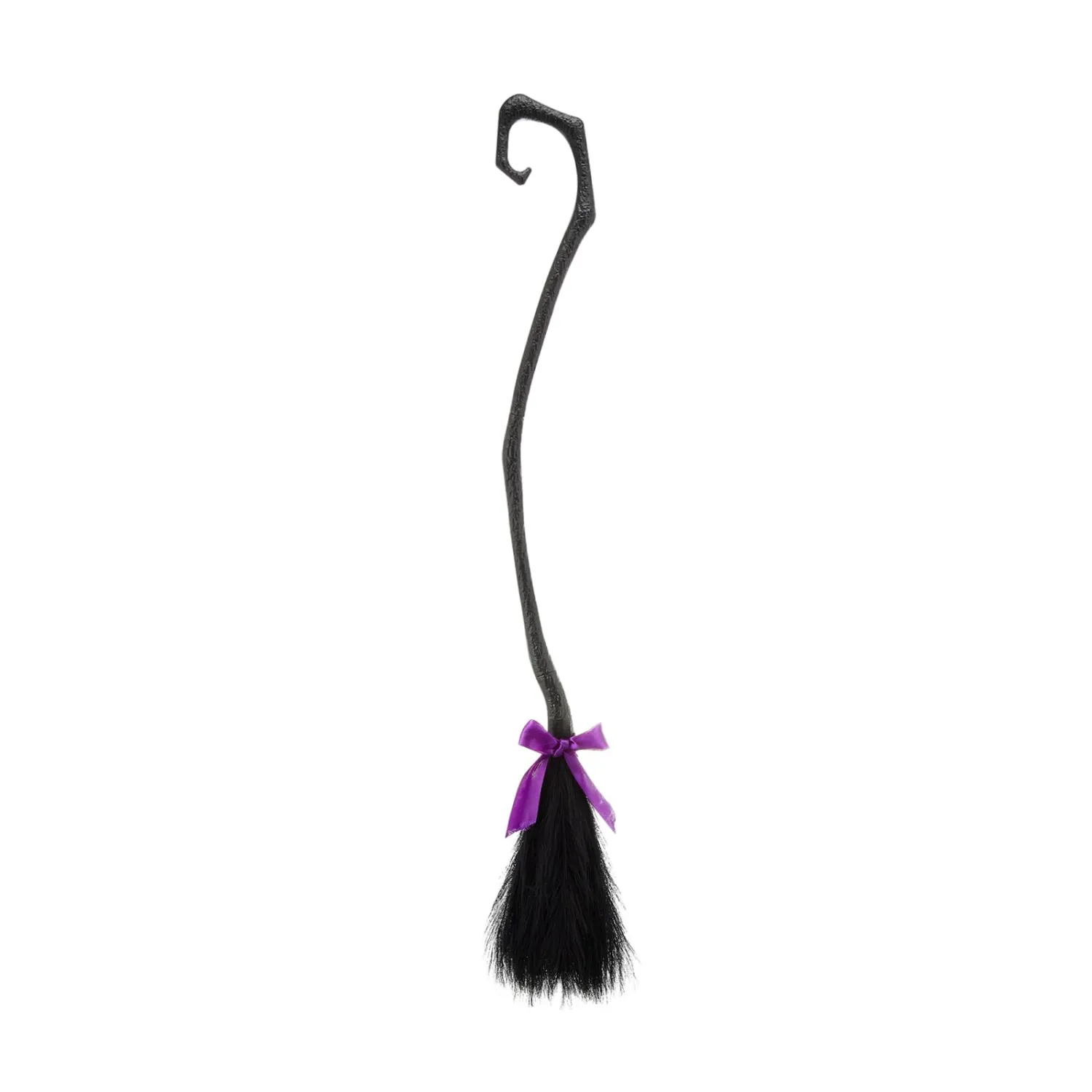 Witch Broom with Ribbon, Halloween Decoration Party Favor Photo Booth Accessories (Black-2)