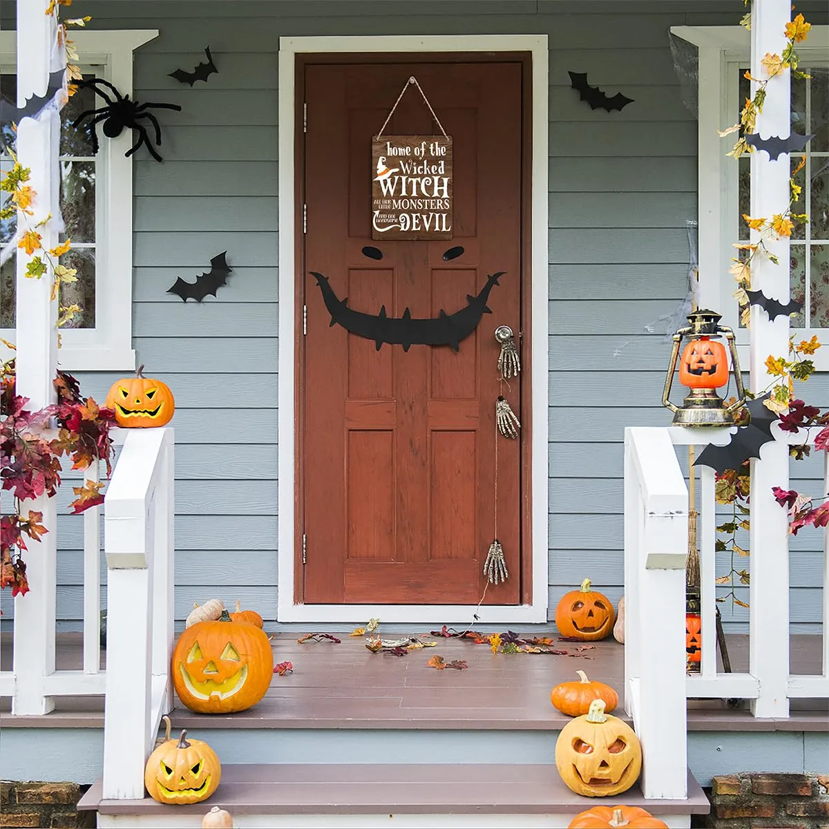 Ycyfckdr Halloween Signs For Front Door Porch, Wicked Witch Halloween Decoration, Halloween Welcome Signs Indoor Outdoor, Wall Decor Hanging Farmhouse Sign, Set Of 1 Wooden Sign With Rope - G08