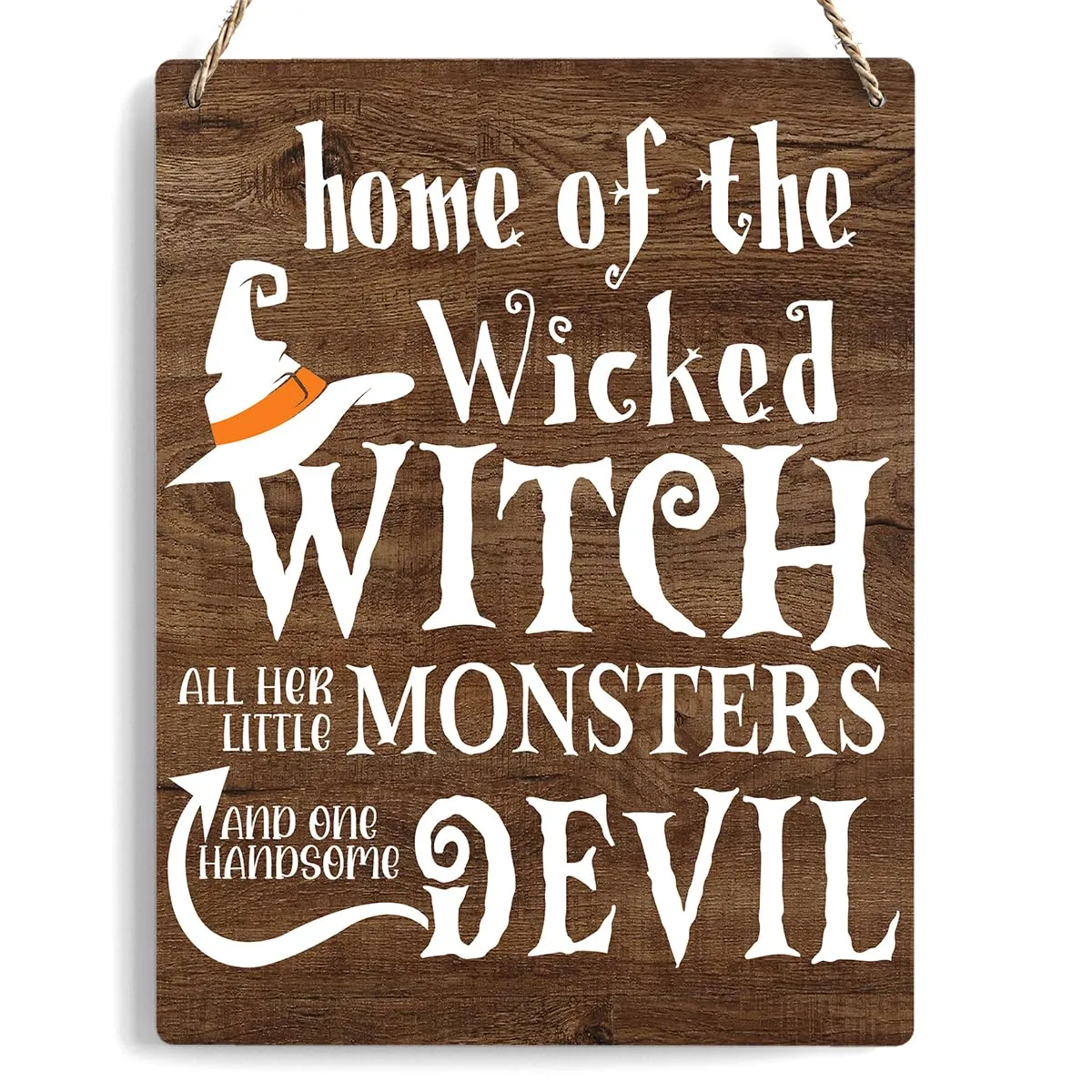 Ycyfckdr Halloween Signs For Front Door Porch, Wicked Witch Halloween Decoration, Halloween Welcome Signs Indoor Outdoor, Wall Decor Hanging Farmhouse Sign, Set Of 1 Wooden Sign With Rope - G08