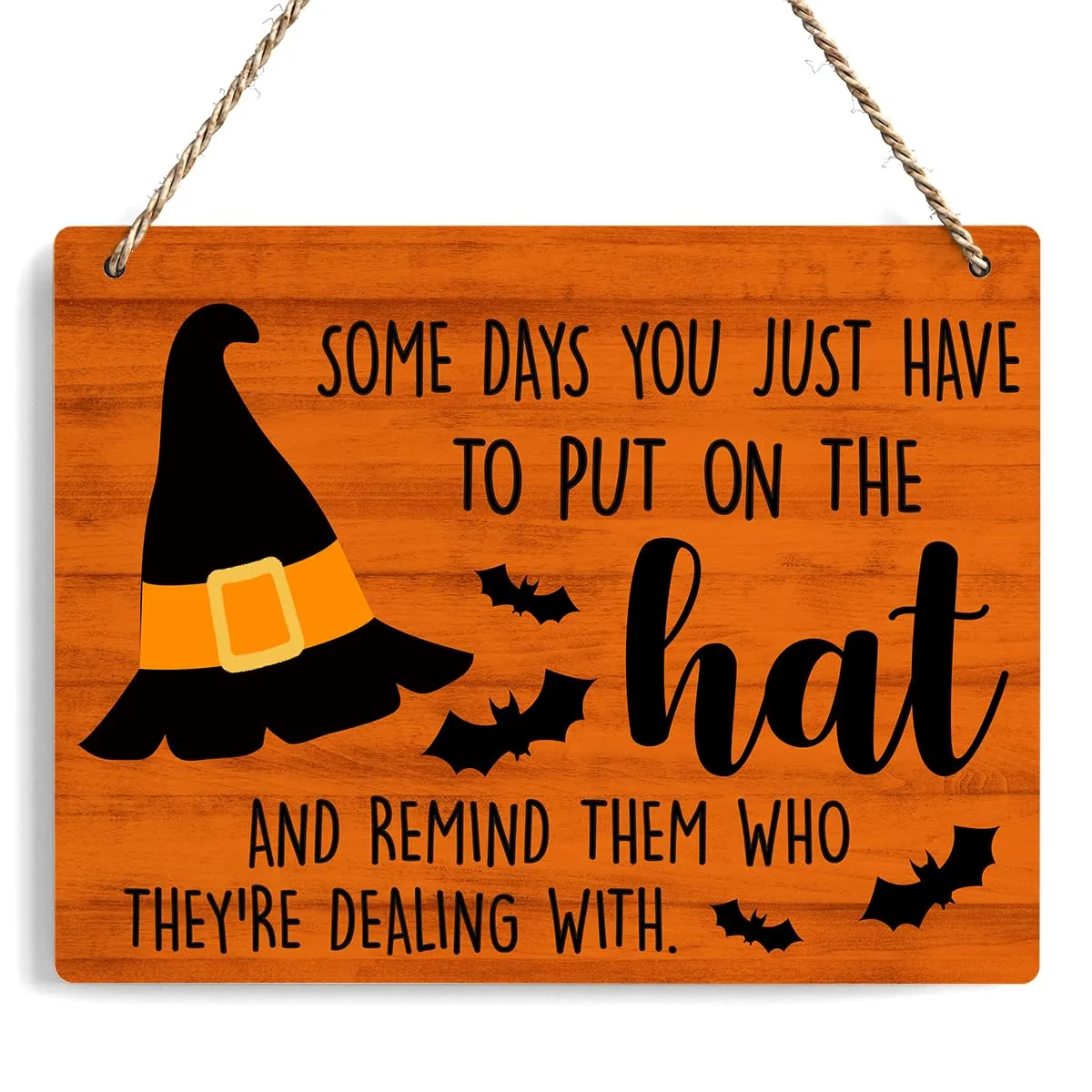 Halloween Witch Signs For Front Door, Halloween Decoration, Halloween Welcome Signs Indoor Outdoor, Wall Decor Hanging Farmhouse Sign, Set Of 1 Wooden Sign With Rope - G04