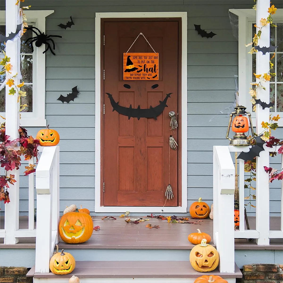 Halloween Witch Signs For Front Door, Halloween Decoration, Halloween Welcome Signs Indoor Outdoor, Wall Decor Hanging Farmhouse Sign, Set Of 1 Wooden Sign With Rope - G04