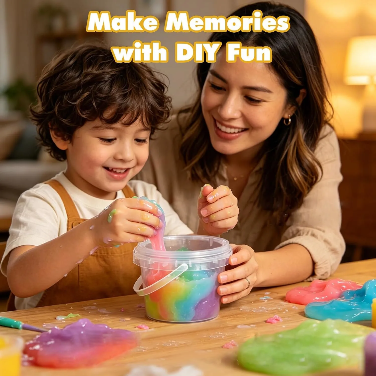 50 Pack 10 oz Slime Containers with Lids, Clear Mini Buckets with Handles