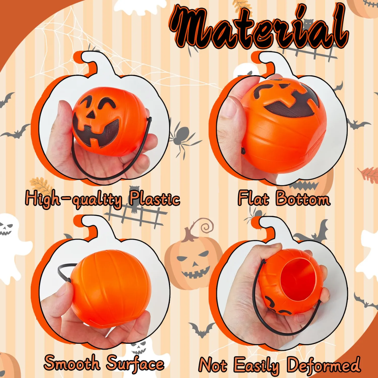 24 Pcs Mini Halloween Portable Pumpkin Bucket,2.8 In Plastic Pumpkin Candy Bucket,Trick or Treat Candy Pail Holder for Halloween Party Favor,Decoration Props