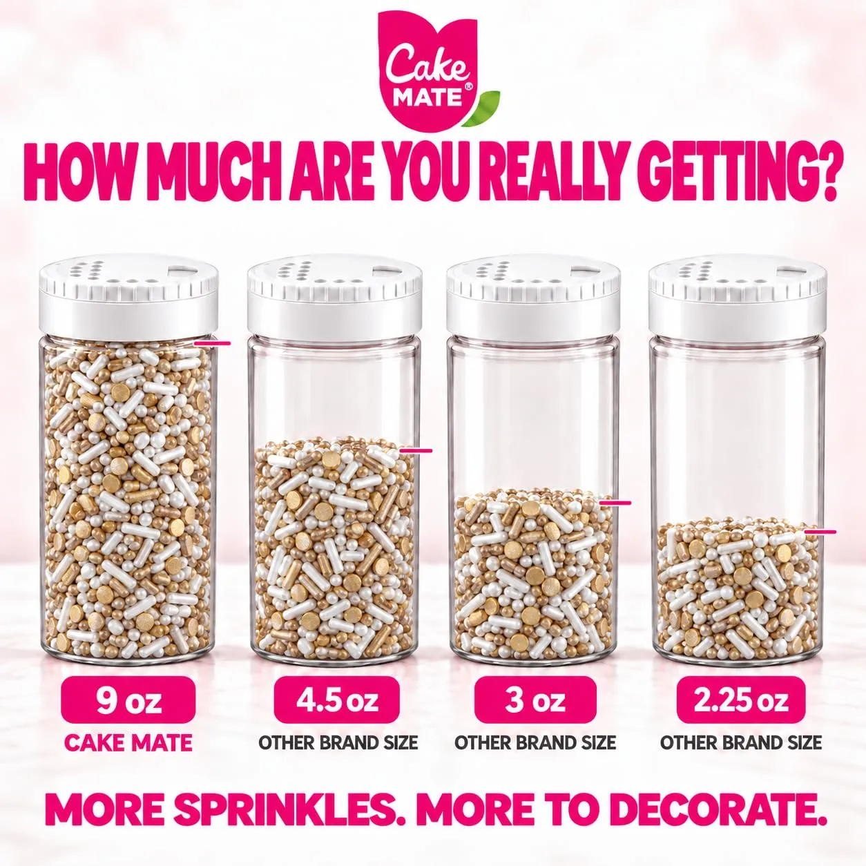 Cake Mate Gold & White Metallic Sprinkles Mix, Cake Decorating, 9oz