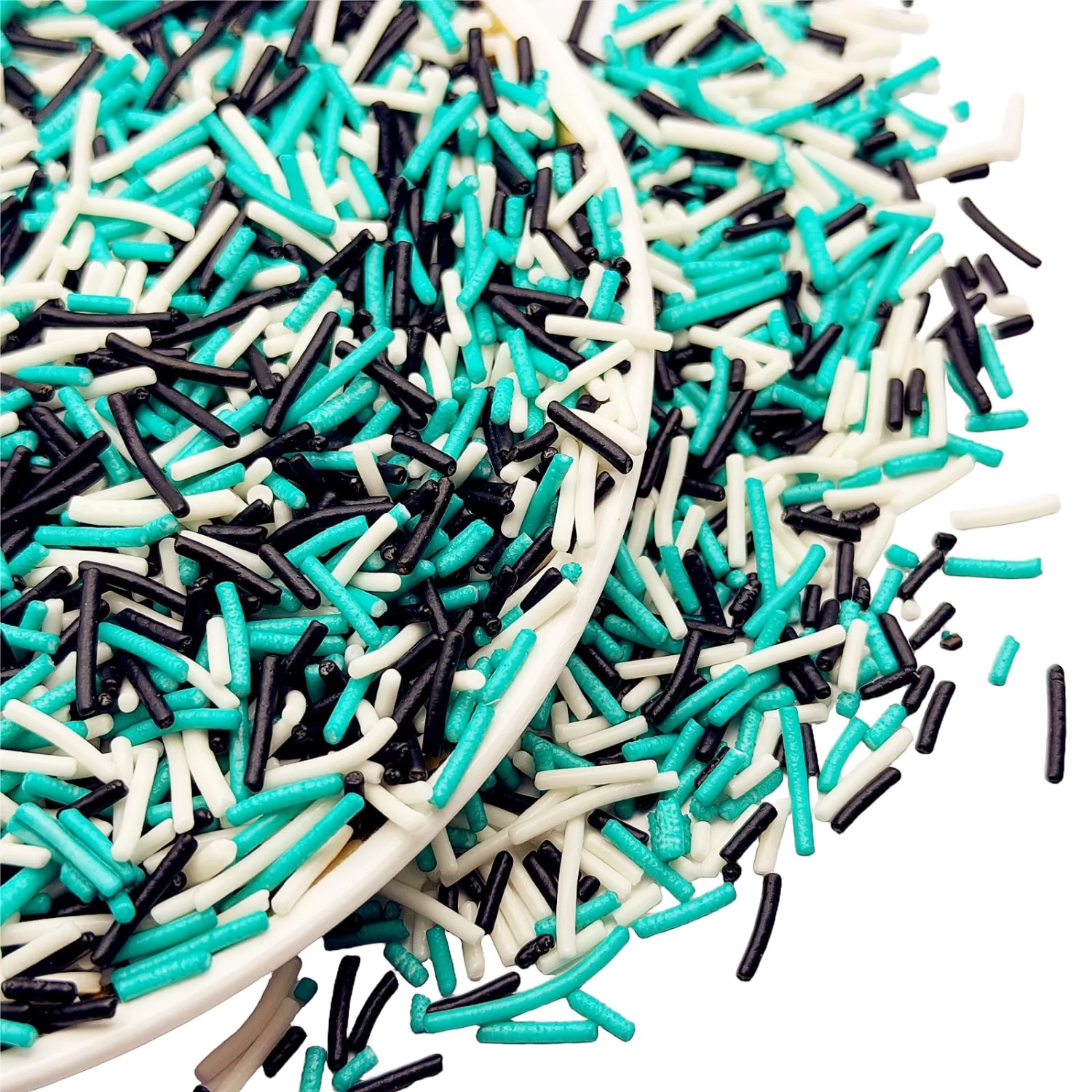 SE Si&Moos Teal Black White Jimmies Sprinkles Black and Teal Sprinkles 3 OZ