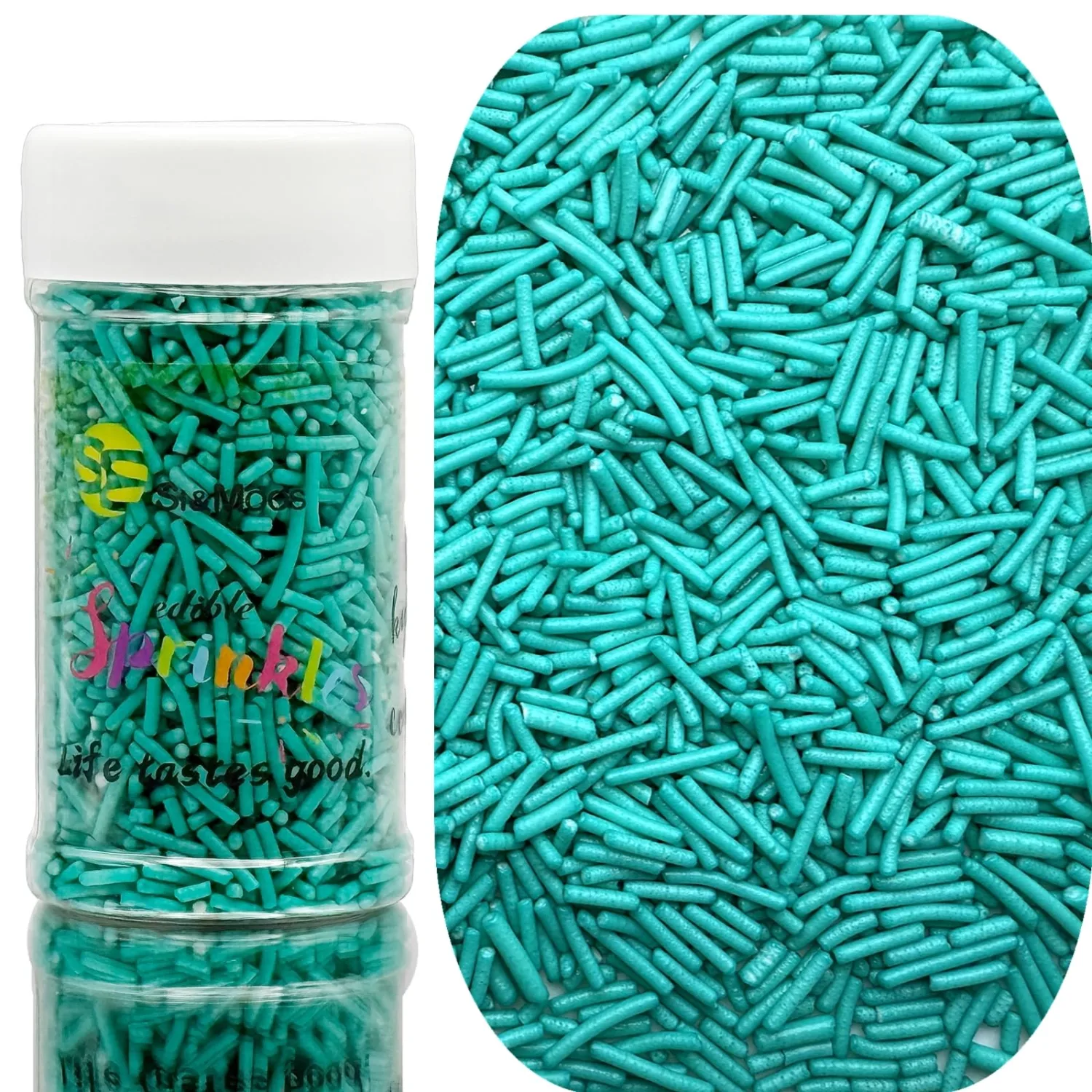 SE Si&Moos Teal Jimmies Sprinkles Teal Sprinkles Crunchy Jimmies 3 OZ