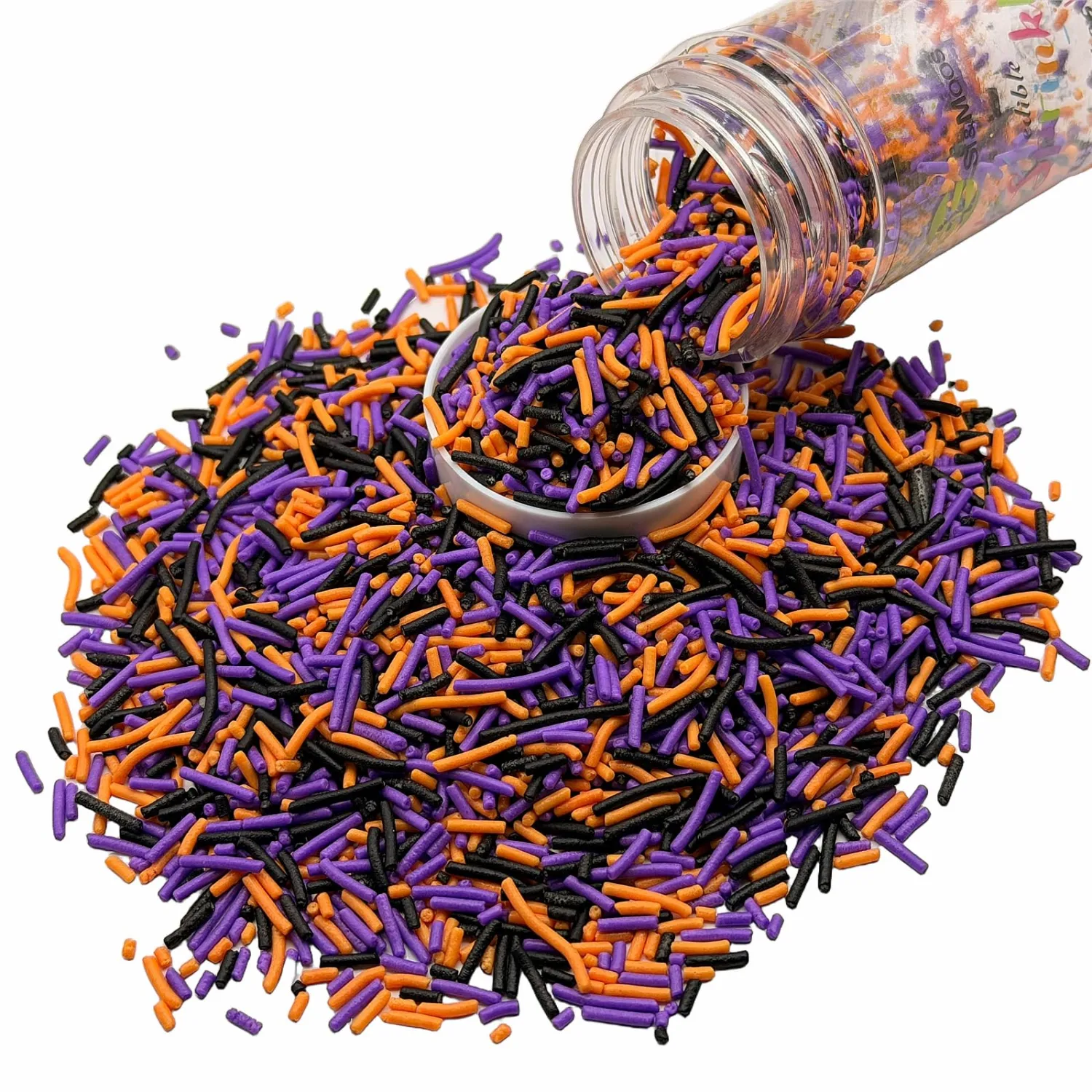 SE Si&Moos Black Purple Orange Jimmies Sprinkles Black Purple Sprinkles 3OZ