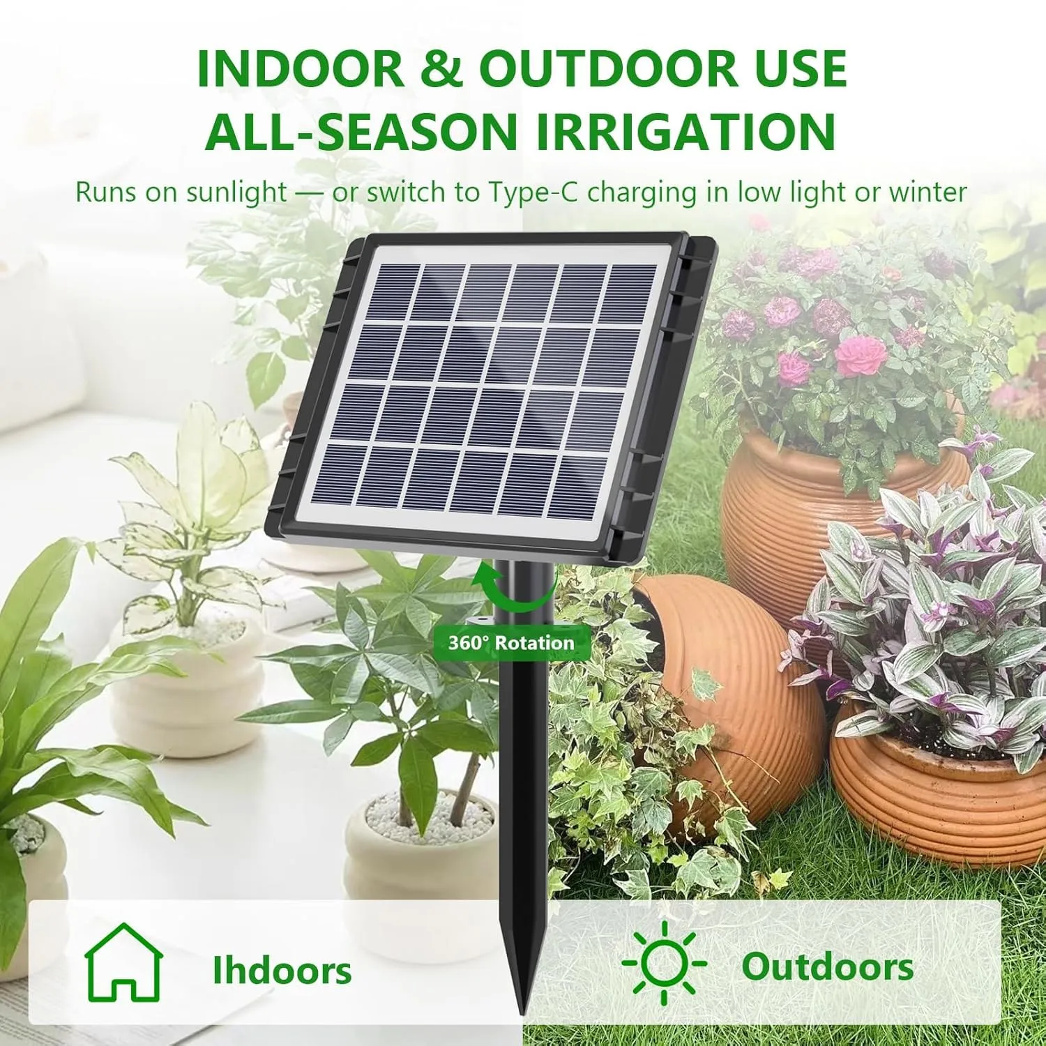 49FT Solar Drip Irrigation System Kit, Auto Watering for 15 Pots
