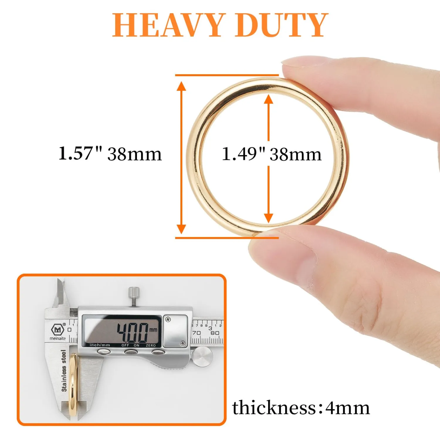 DEVPSISR 15pcs Metal Seamless Welded O Rings,Multi-Purpose O-Ring Hardware for Crafts Macrame Rings,Gold,1 1/2 inch