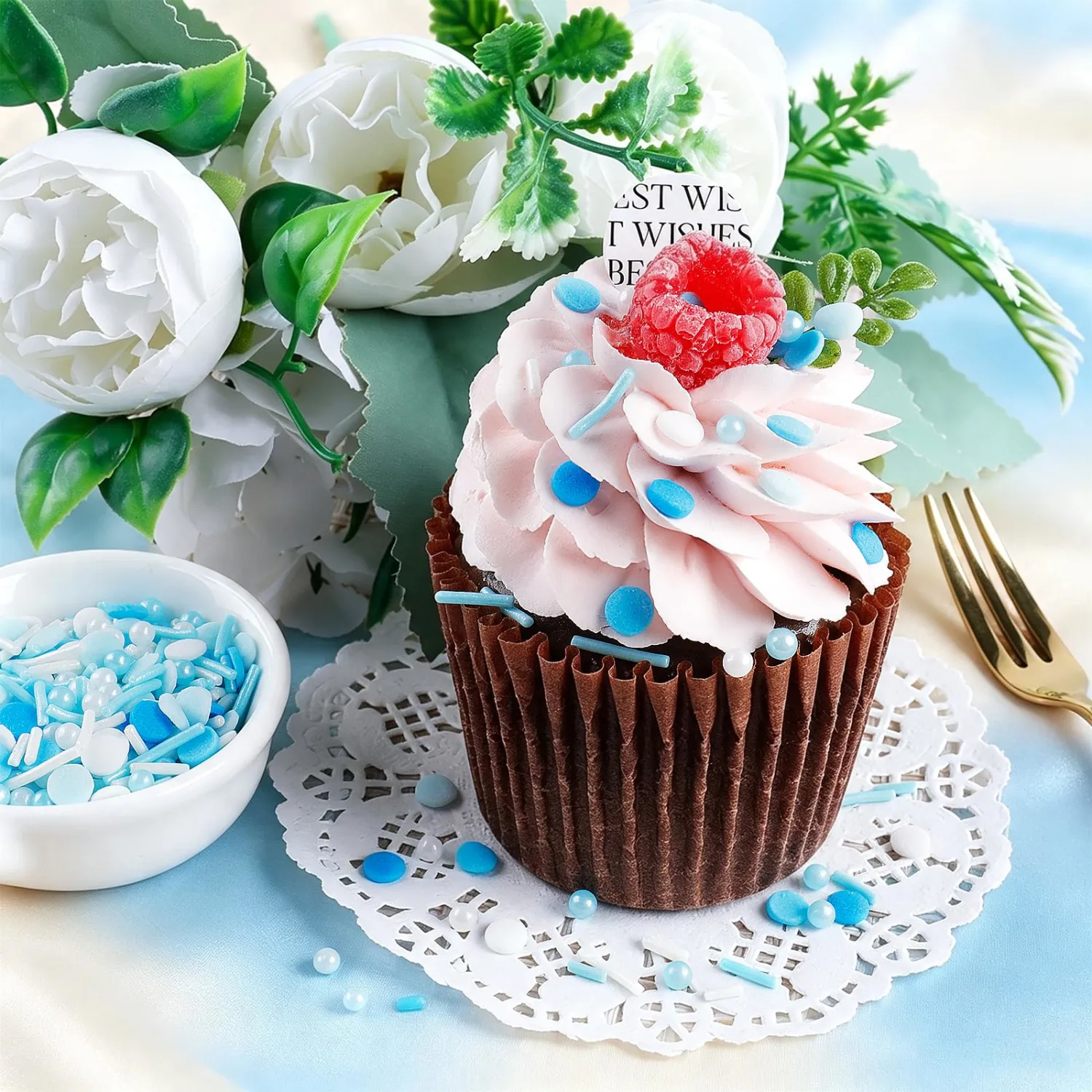 Blue Sprinkles, 11.3oz Edible Pearls Nonpareils Jimmies Sugar Sprinkles