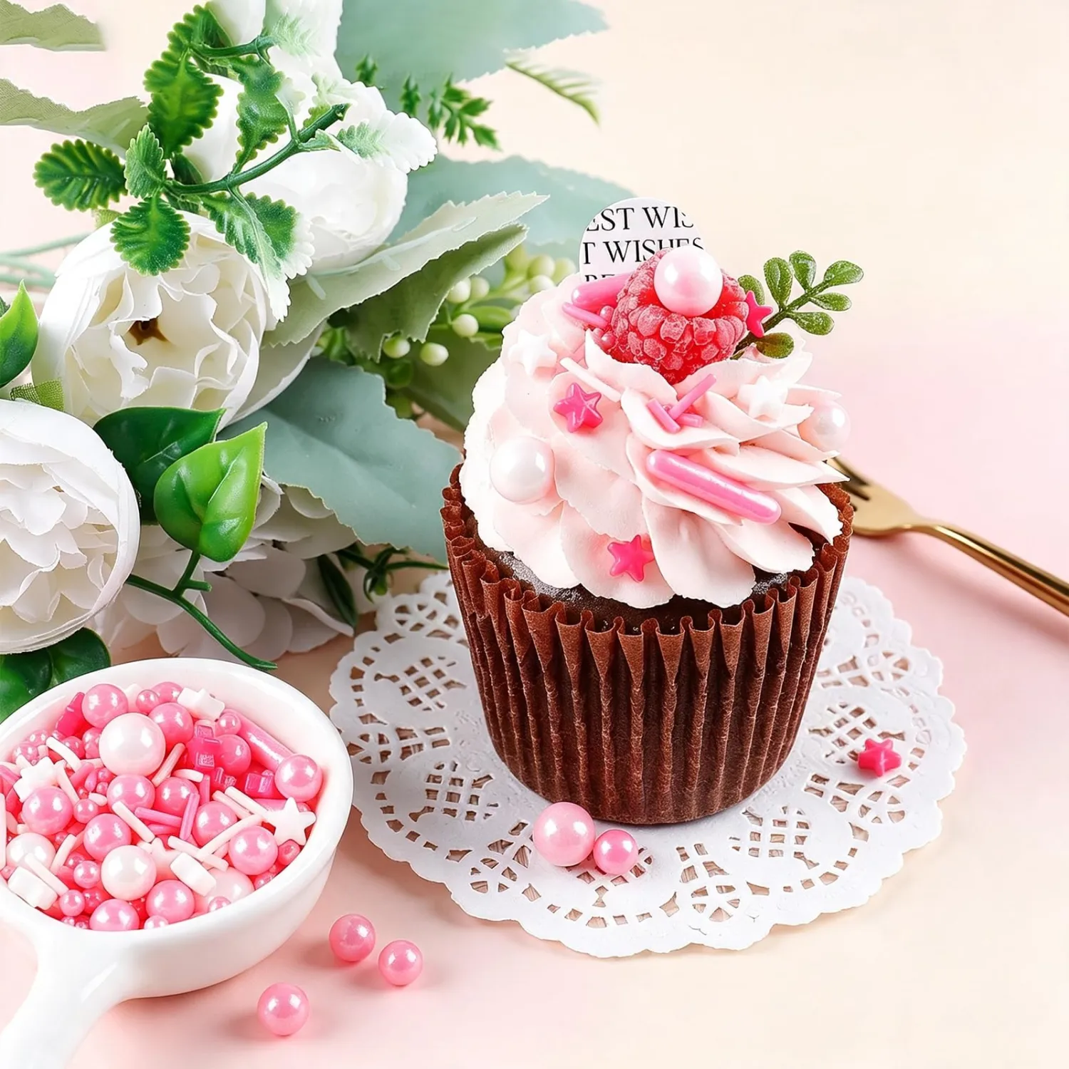 Pink Sprinkles, 11.3oz Edible Pearls Nonpareils Jimmies Sugar Sprinkles
