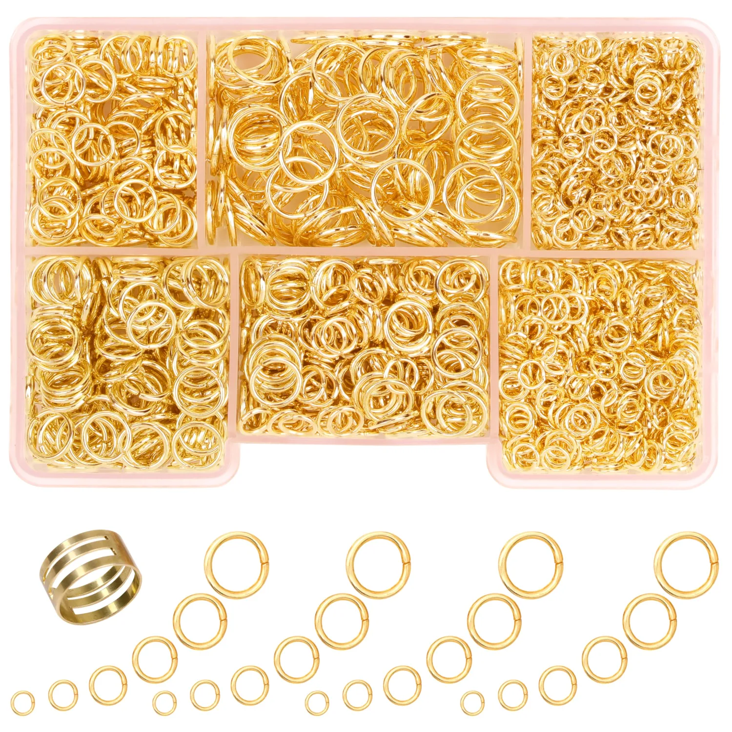 Jump Rings for Jewelry Making 1400 Pcs Gold Jump Rings for Keychains Necklace Repair and DIY Crafts Gifts 6 Sizes/Box 4mm 6mm 5mm 7mm 8mm 10mm Jump Rings with Open/Close Tool(Gold)